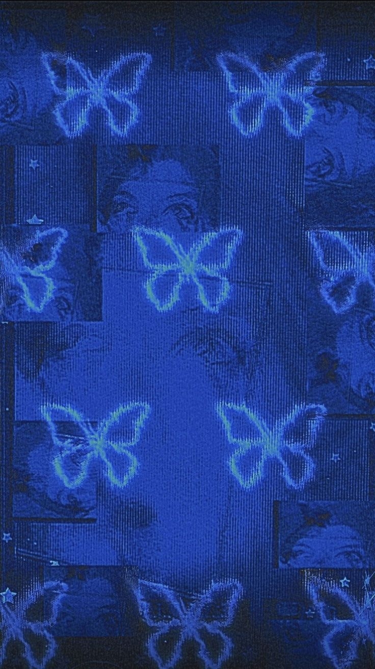 740x1320 Butterflies. Dark blue wallpaper, Blue aesthetic dark, Blue background wallpaper, Phone