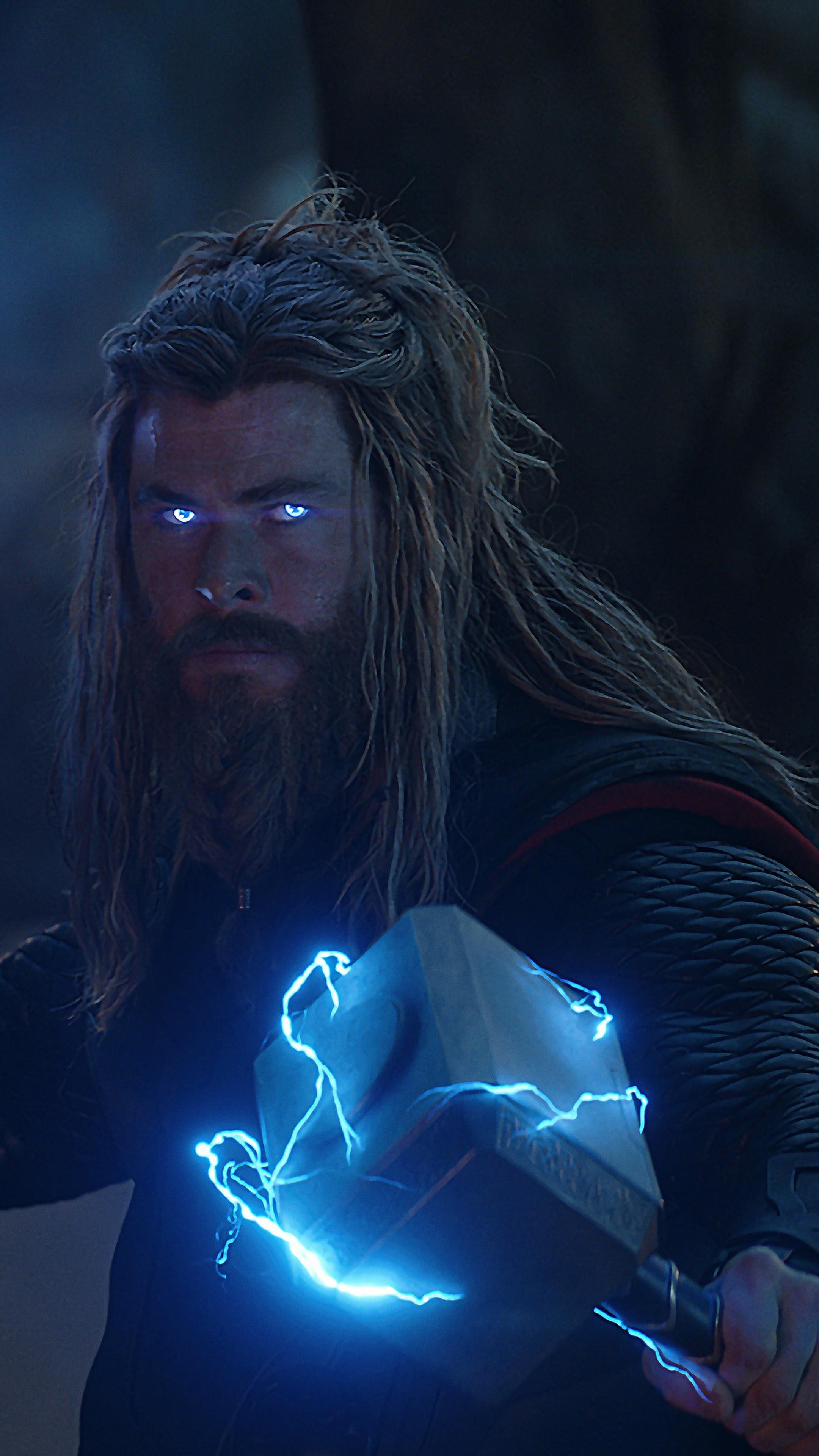 2160x3840 Avengers: Endgame Thor Stormbreaker Mjolnir Lightning 8K Wallpaper, Phone