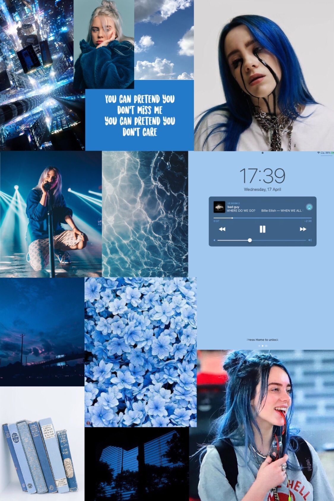 1130x1690 Billie Eilish, wallpaper, blue, collage. Billie, Billie eilish, Phone