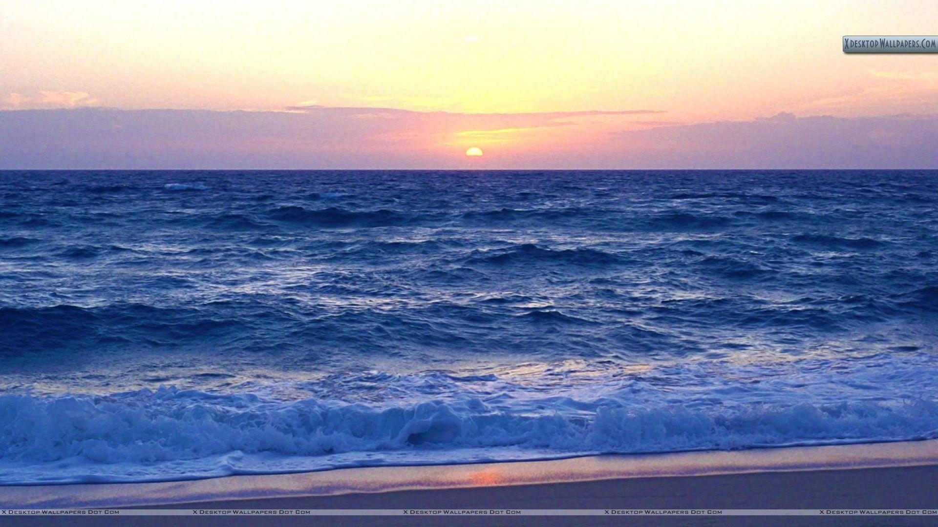 1920x1080 Beach With Sunset And Waves Of The Atlantic Ocean Wallpaper, Desktop