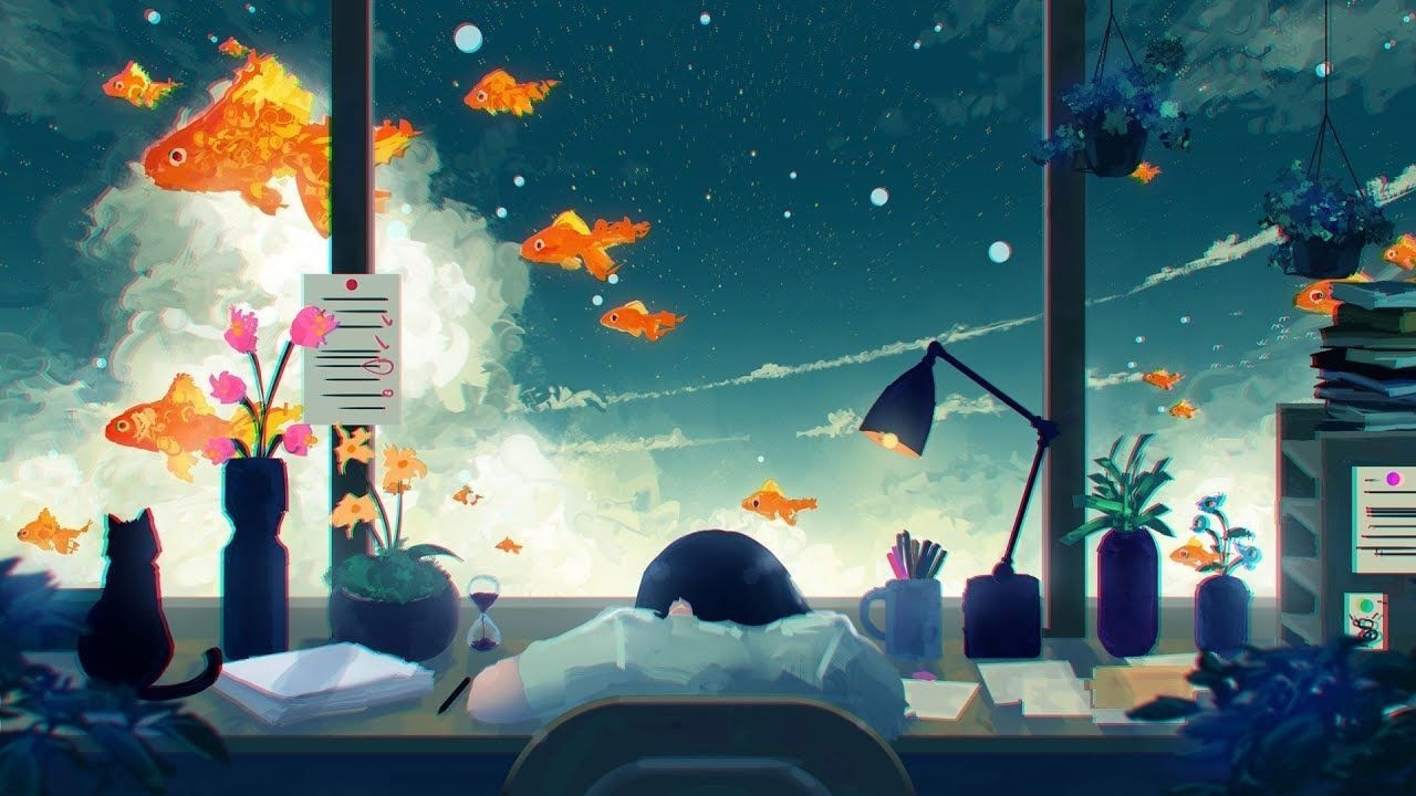 1280x720 ☕ Lofi Hip Hop Radio 24 7 To Study Relax To (lo Fi Chill Hop). Anime Scenery Wallpaper, Desktop Wallpaper Art, Scenery Wallpaper, Desktop