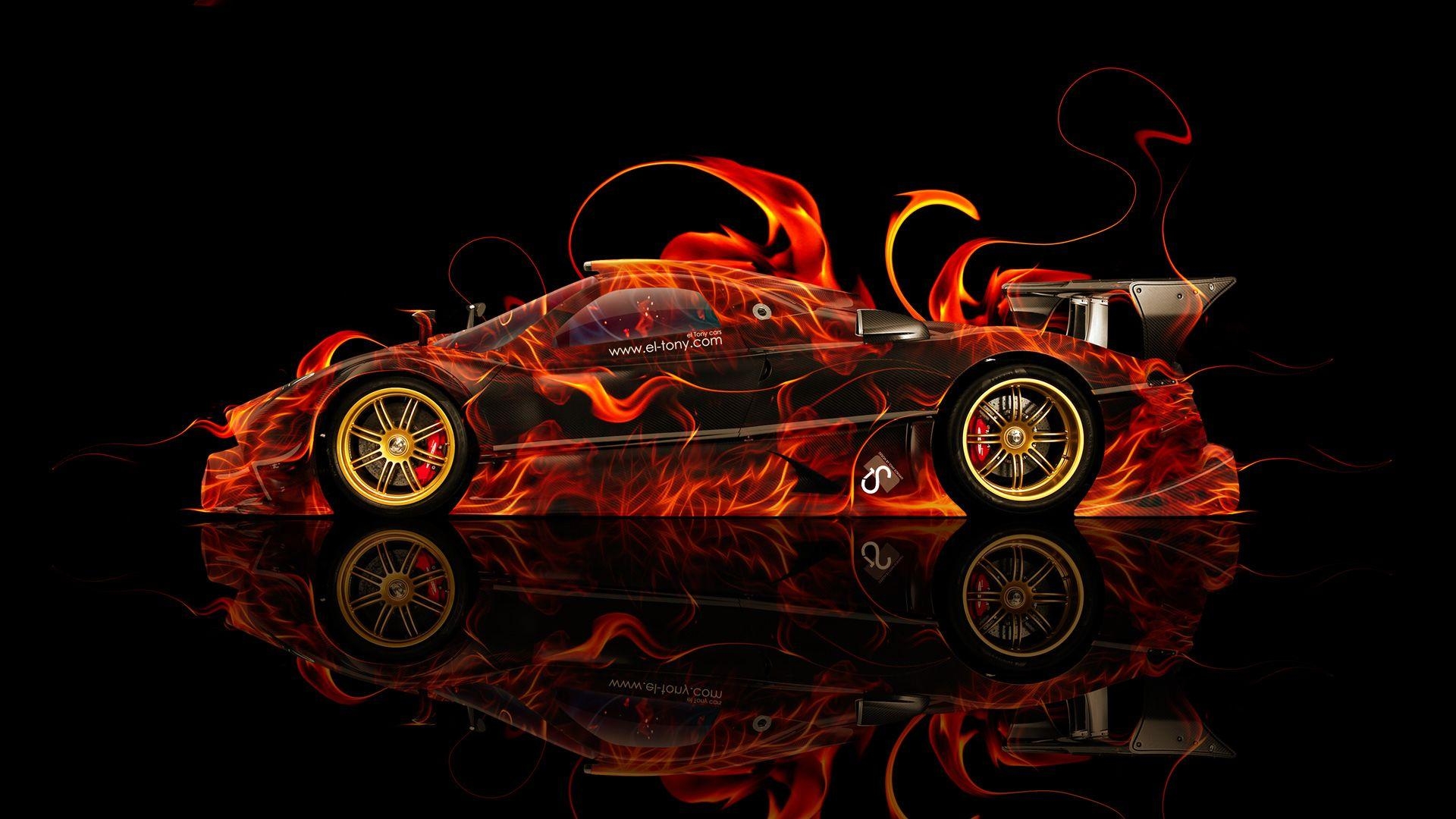 1920x1080 Pagani Zonda R Side Fire Abstract Car 2014, Desktop