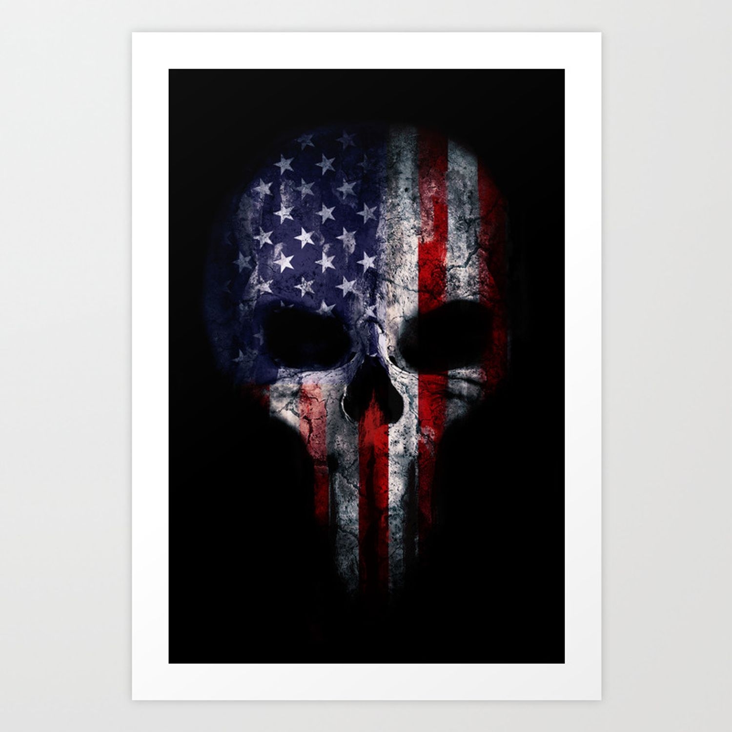 1500x1500 American Flag Punisher Skull Grunge Distress USA Art Print, Phone