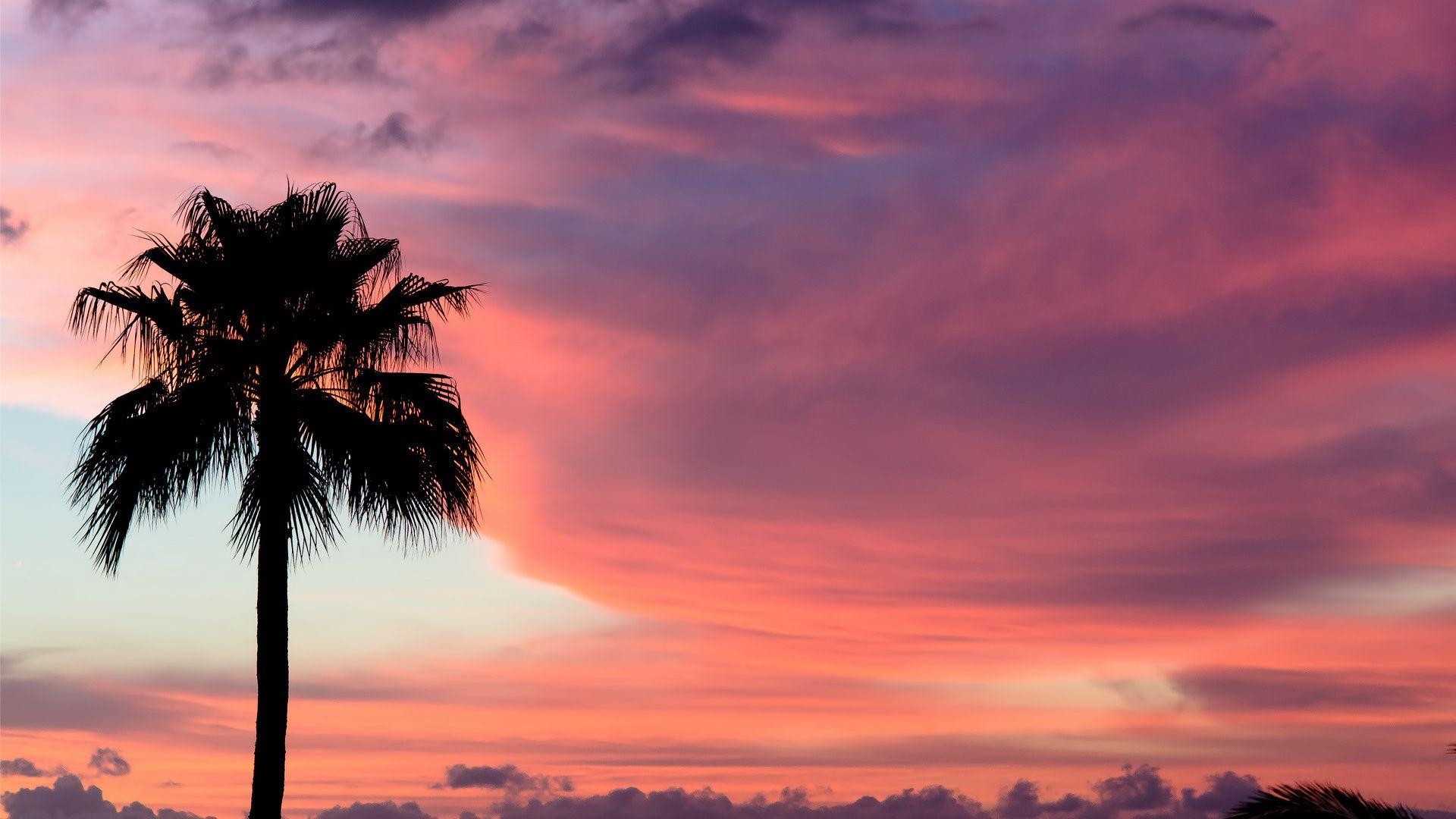 1920x1080 Tenerife, Sunset, The Sky, Paint, Palma, Sunset, Clouds, Desktop