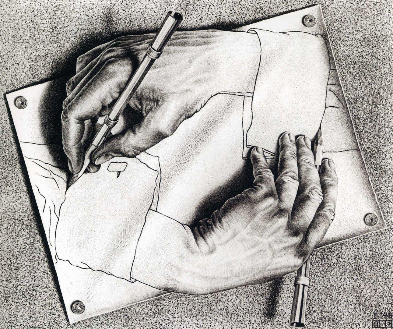 1300x1080 Drawing Oneself Illusion M C Escher Art Wallpaper Picture, Desktop