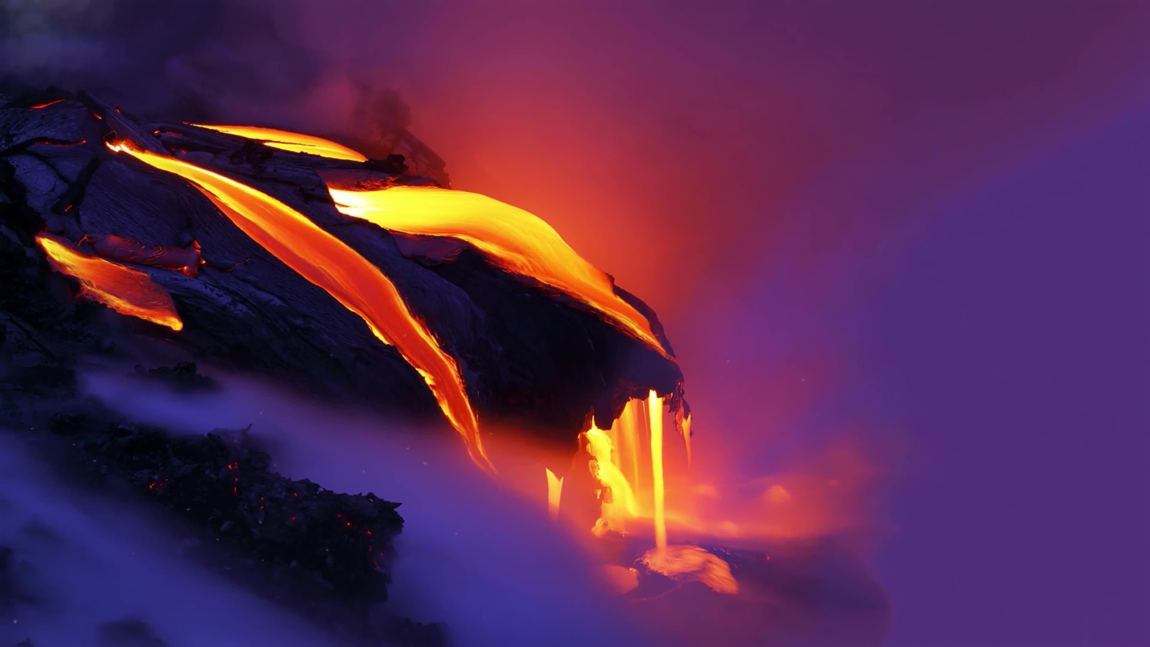 3840x2160 Lava Flow Smoke Nature 4K Live Desktop Wallpaper, Desktop