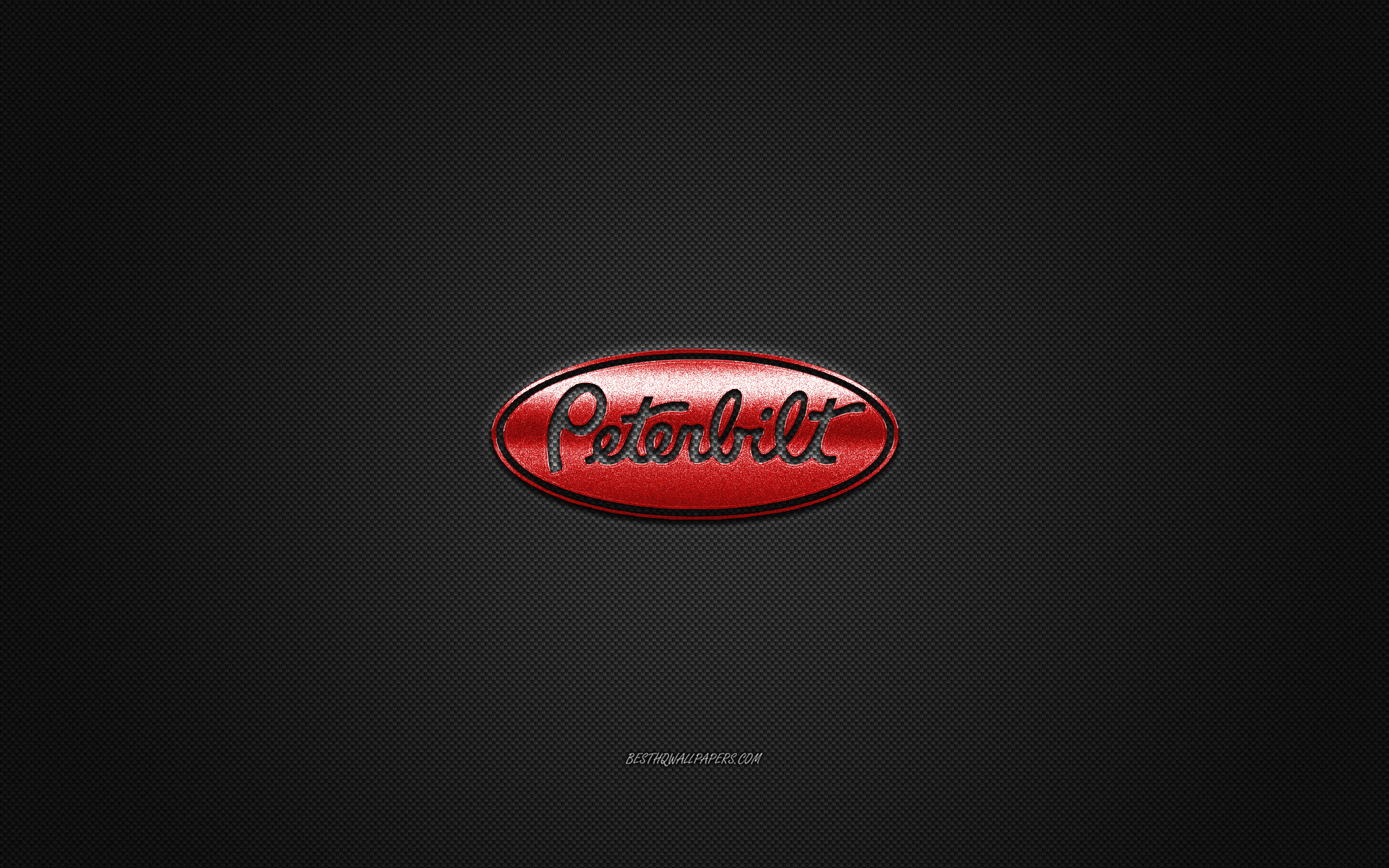 2560x1600 Download wallpaper Peterbilt logo, red logo, gray carbon fiber background, Peterbilt metal emblem, Peterbilt, cars brands, creative art for desktop with resolution. High Quality HD picture wallpaper, Desktop