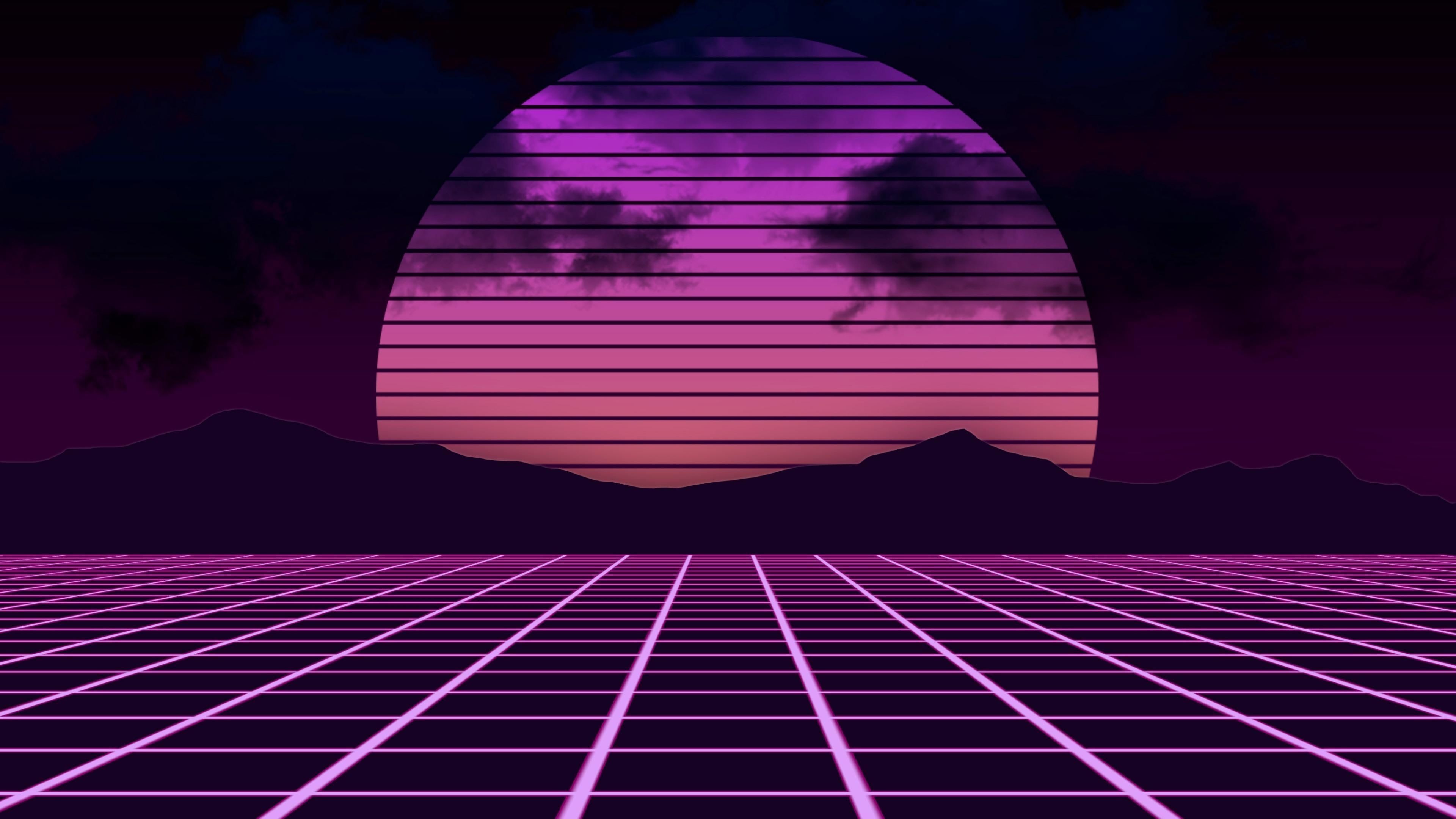 3840x2160 Wallpaper magenta, vaporwave, digital art, web, synthwave, symmetry, net. Neon wallpaper, Synthwave, Retro wallpaper, Desktop