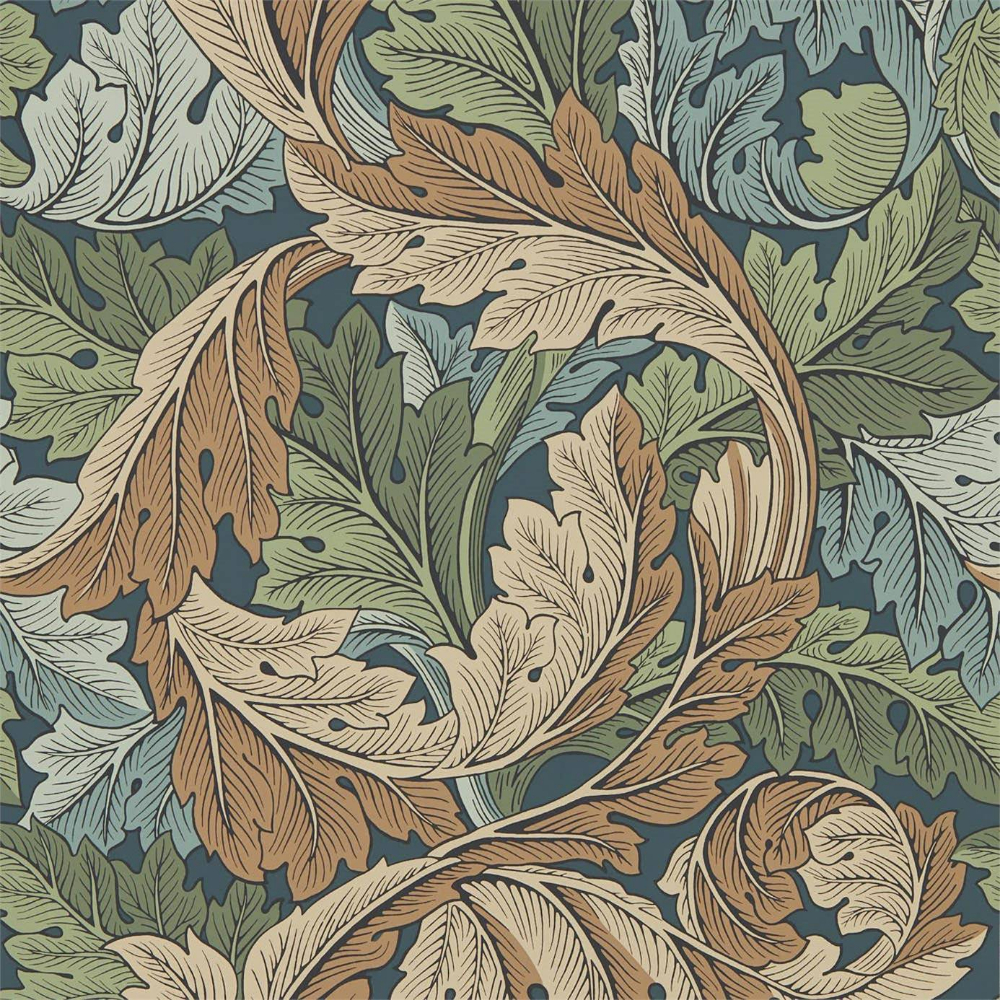 1000x1000 Acanthus Wallpaper Blue / Thyme Morris & Co Archive IV The Collector Wallpaper Col. William morris wallpaper, William morris, Acanthus, Phone