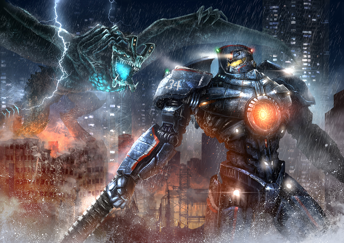 1200x850 Azul (ze L) City Dragon Gipsy Danger Pacific Rim Rain Robot Water, Desktop