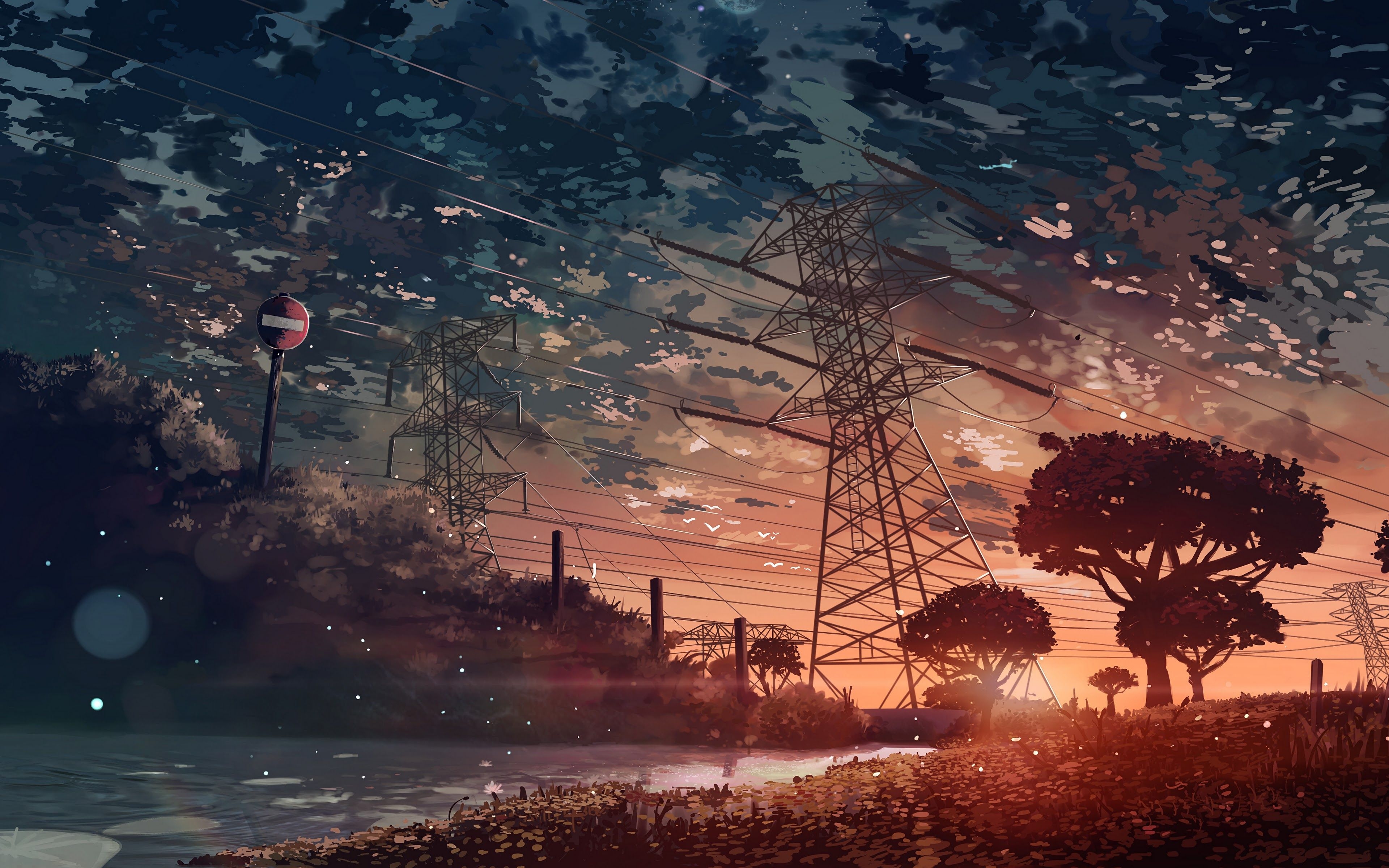 3840x2400 Anime Scenery Sunset 4K Wallpaper, Desktop