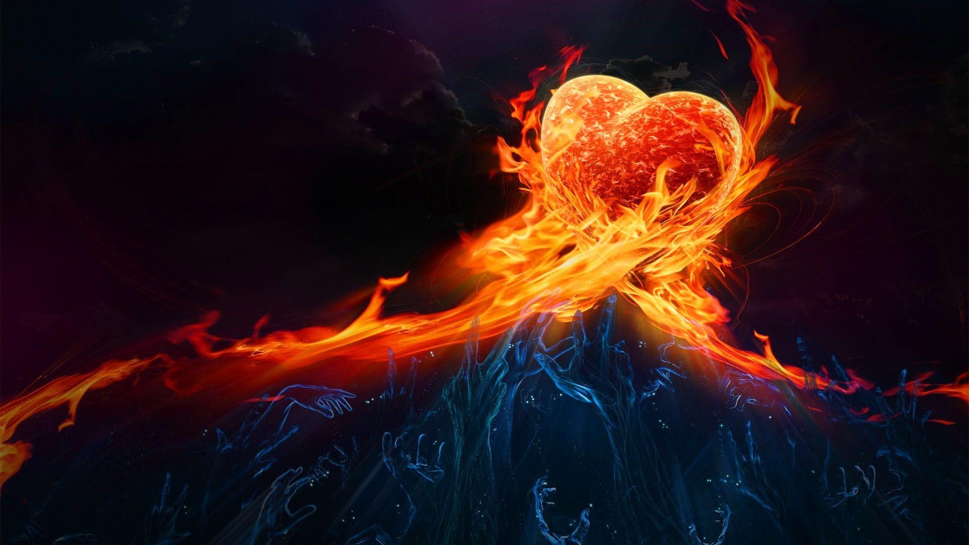 1920x1080 abstract fire love HD wallpaper. Love Couples. Fire heart, Love, Desktop