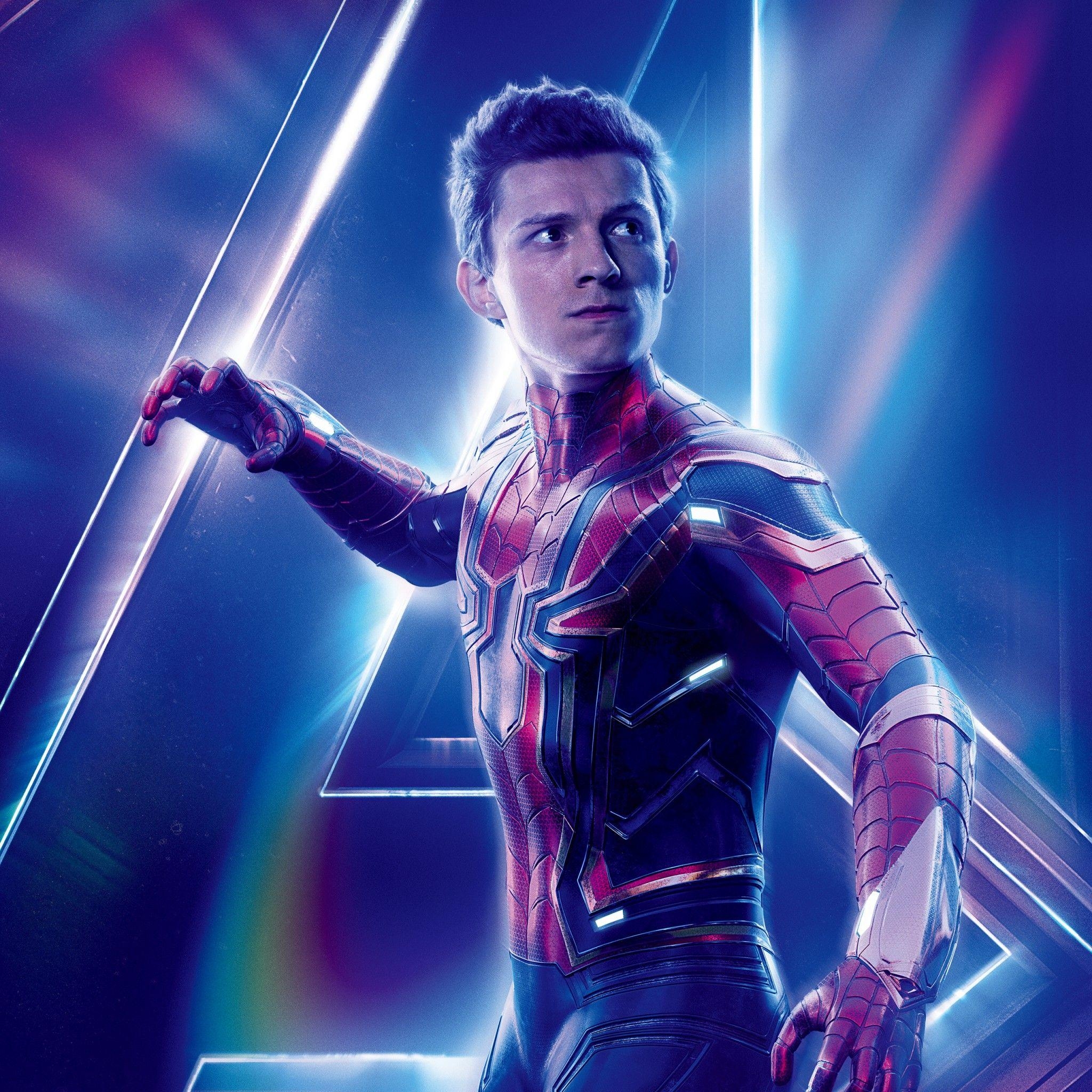 2050x2050 Tom Holland as Spider Man Avengers Infinity War 4K 8K Wallpaper, Phone