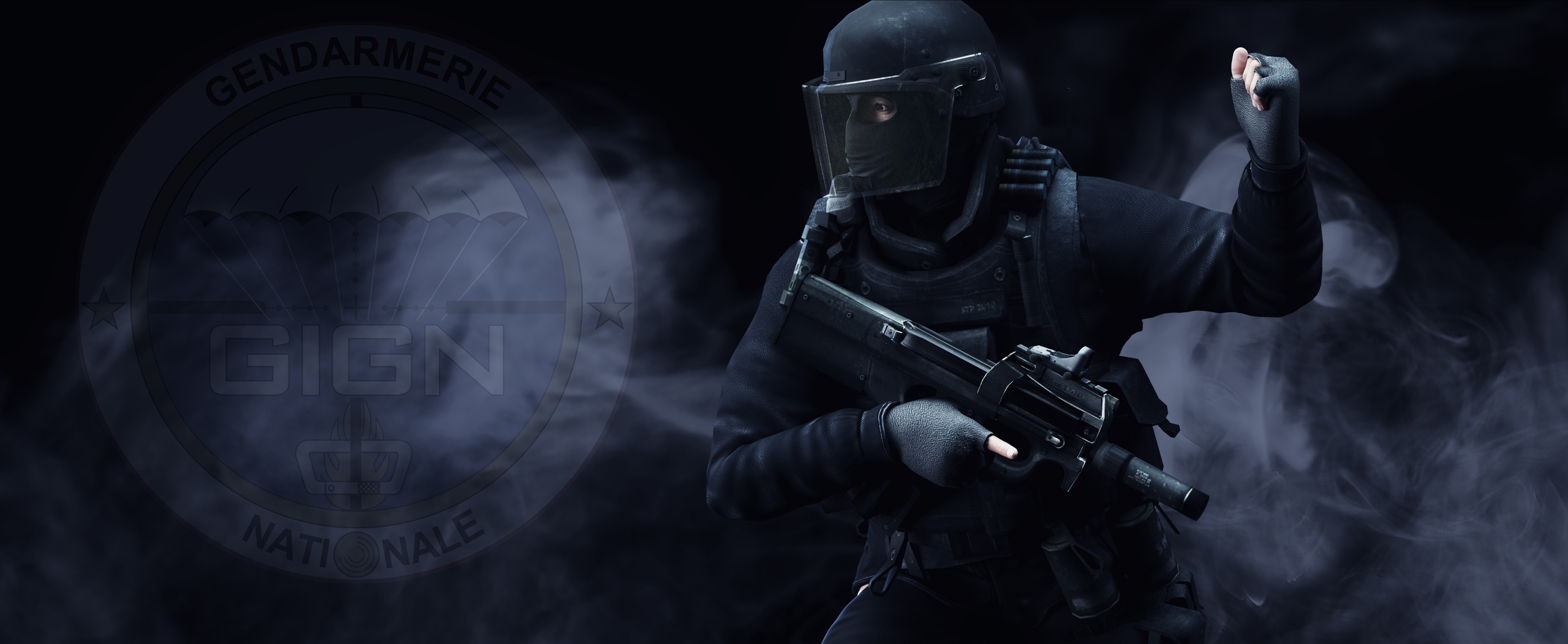 5000x2060 National Gendarmerie Intervention Group HD wallpaper, Background, Dual Screen