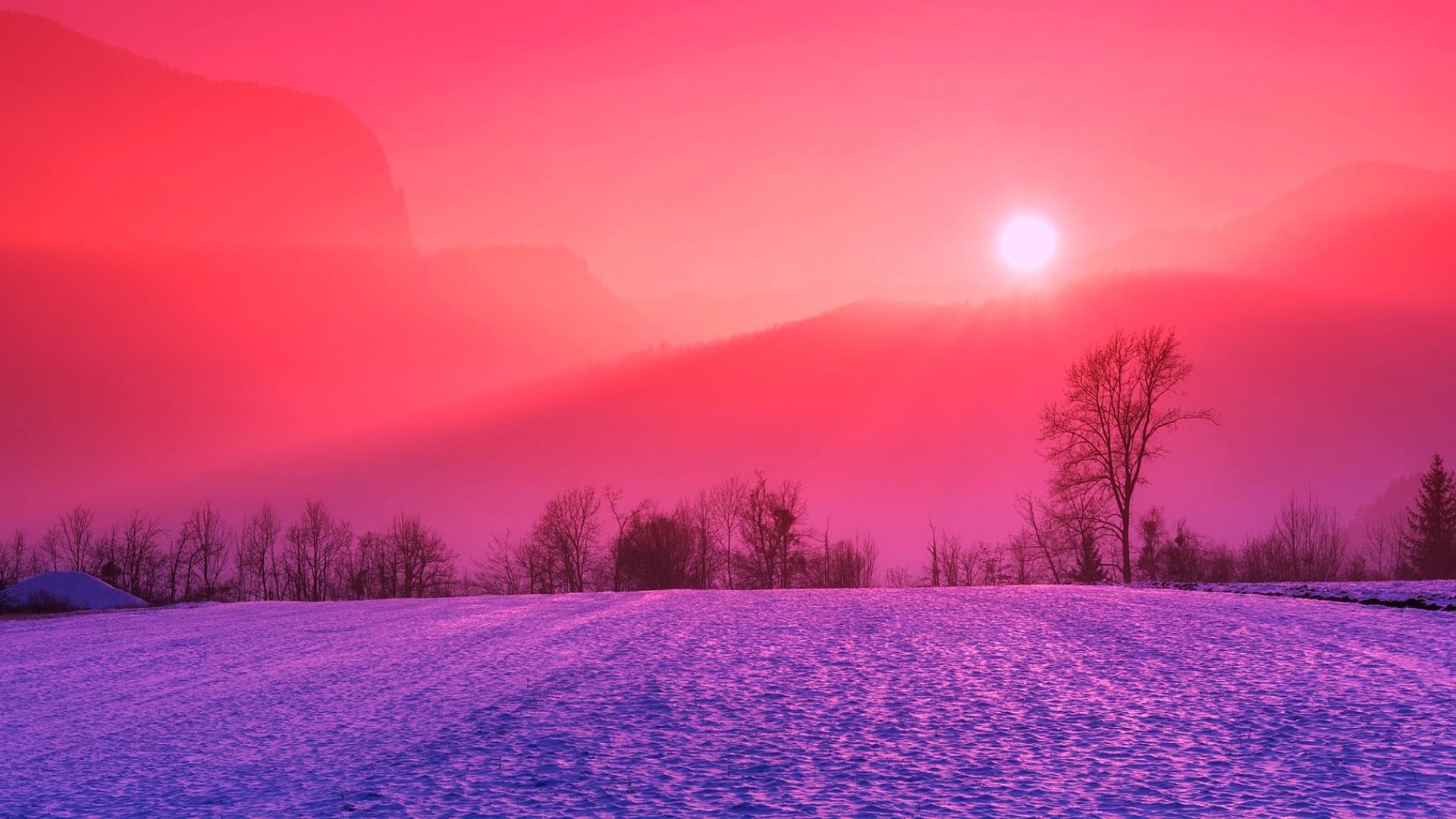 1920x1080 Snowy landscape with colour effects [], Desktop