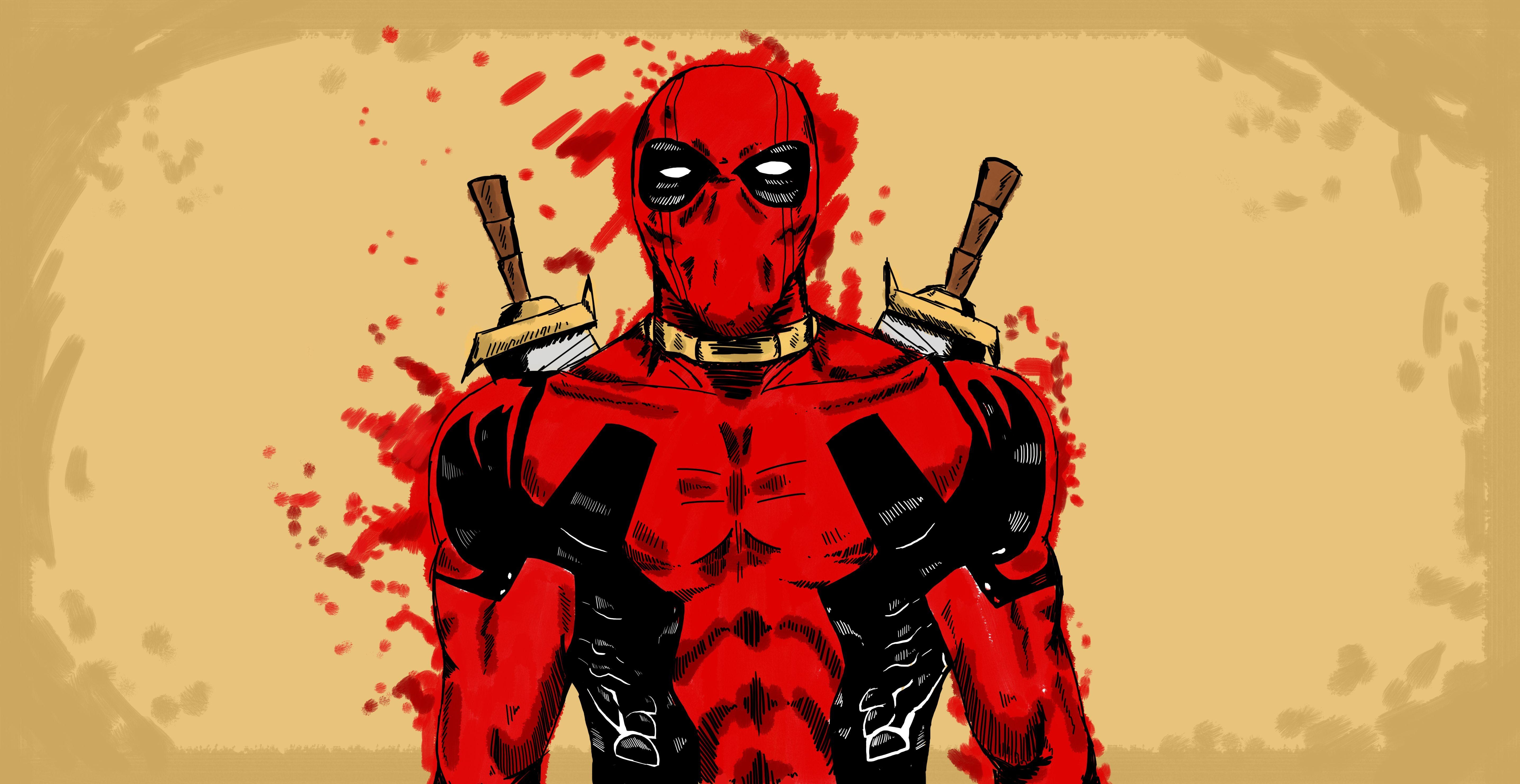 5750x2970 Download Wallpaper Deadpool, Marvel, Comics, Art HD Background, Desktop