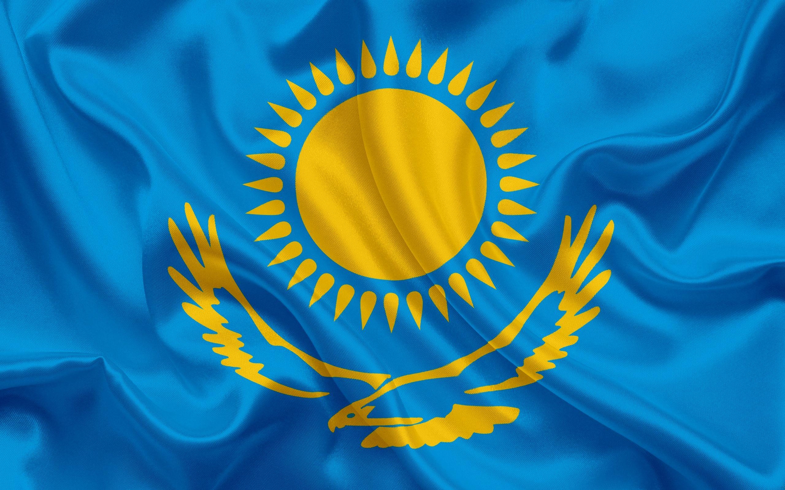 2560x1600 Download wallpaper Kazakh flag, Kazakhstan, Asia, flag, Desktop