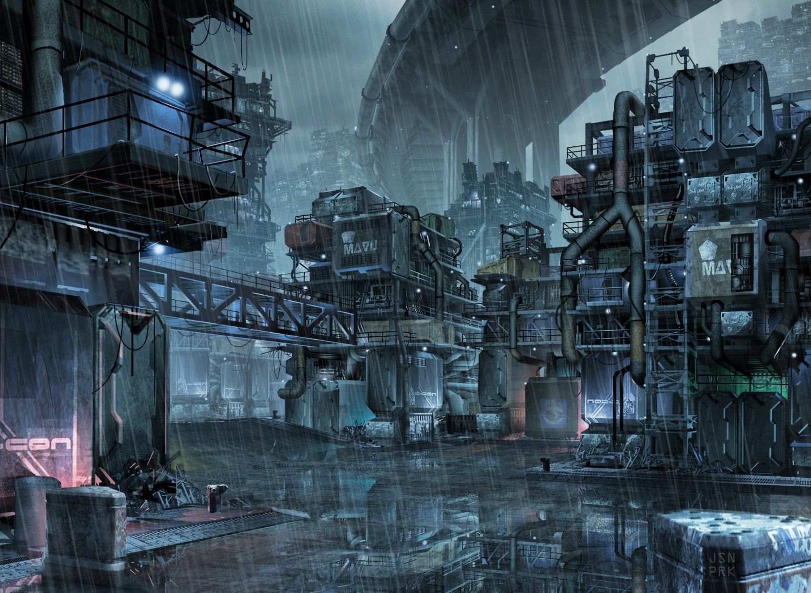 1600x1180 Wallpaper, cyberpunk, futuristic, rain, world, factory, metropolis, screenshot, pc game 2600x1903, Desktop