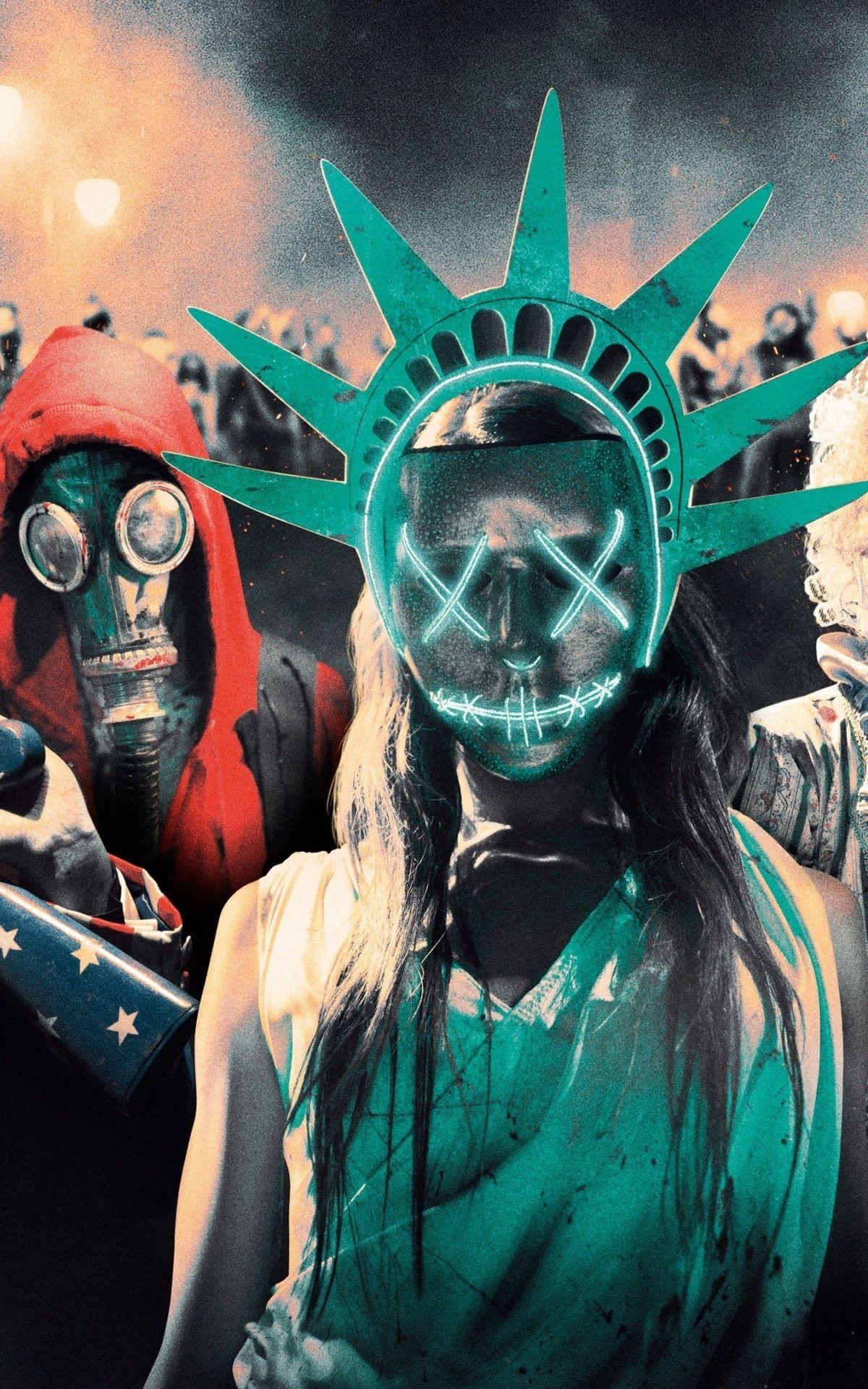 1200x1920 Download  The Purge: Election Year, Masks, Guns, Phone