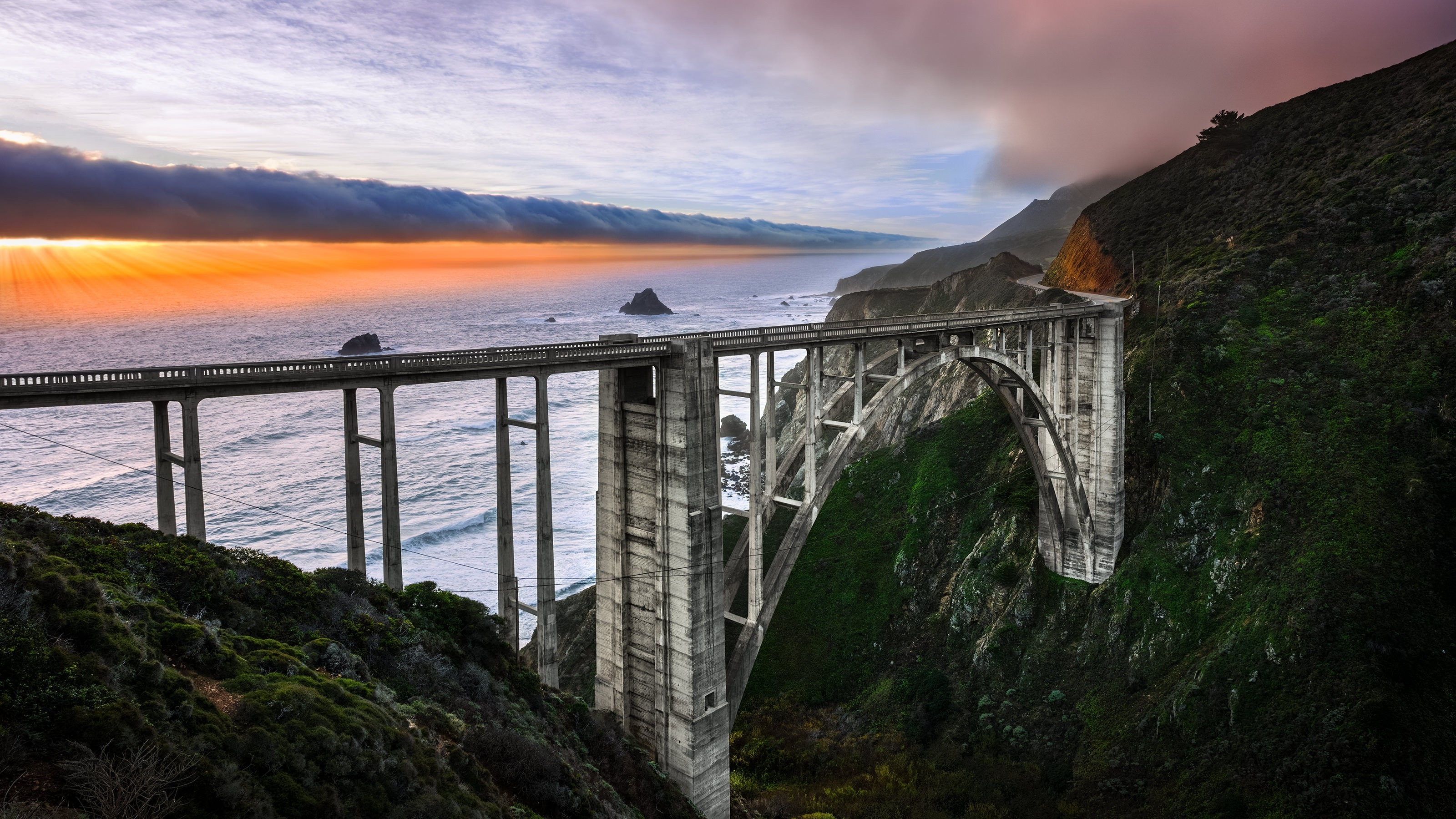 3200x1800 nature bixby bridge mountain bridge california wallpaper and background, Desktop