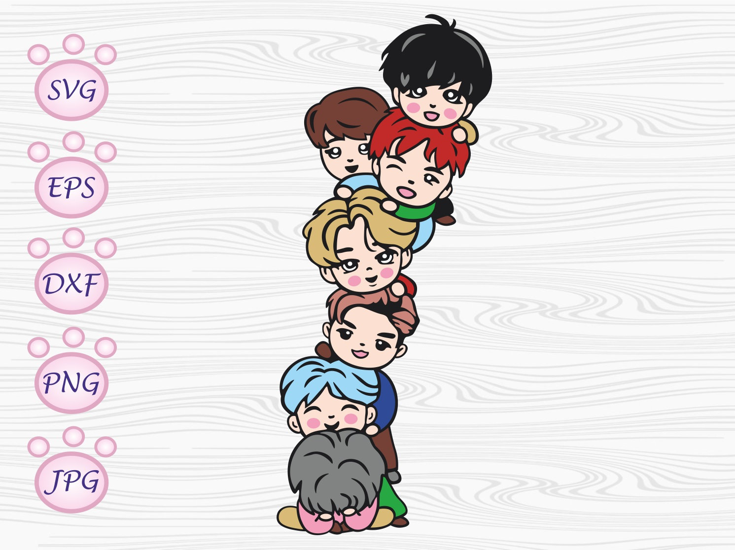 1500x1120 Bts Chibi Vector SVG, Desktop