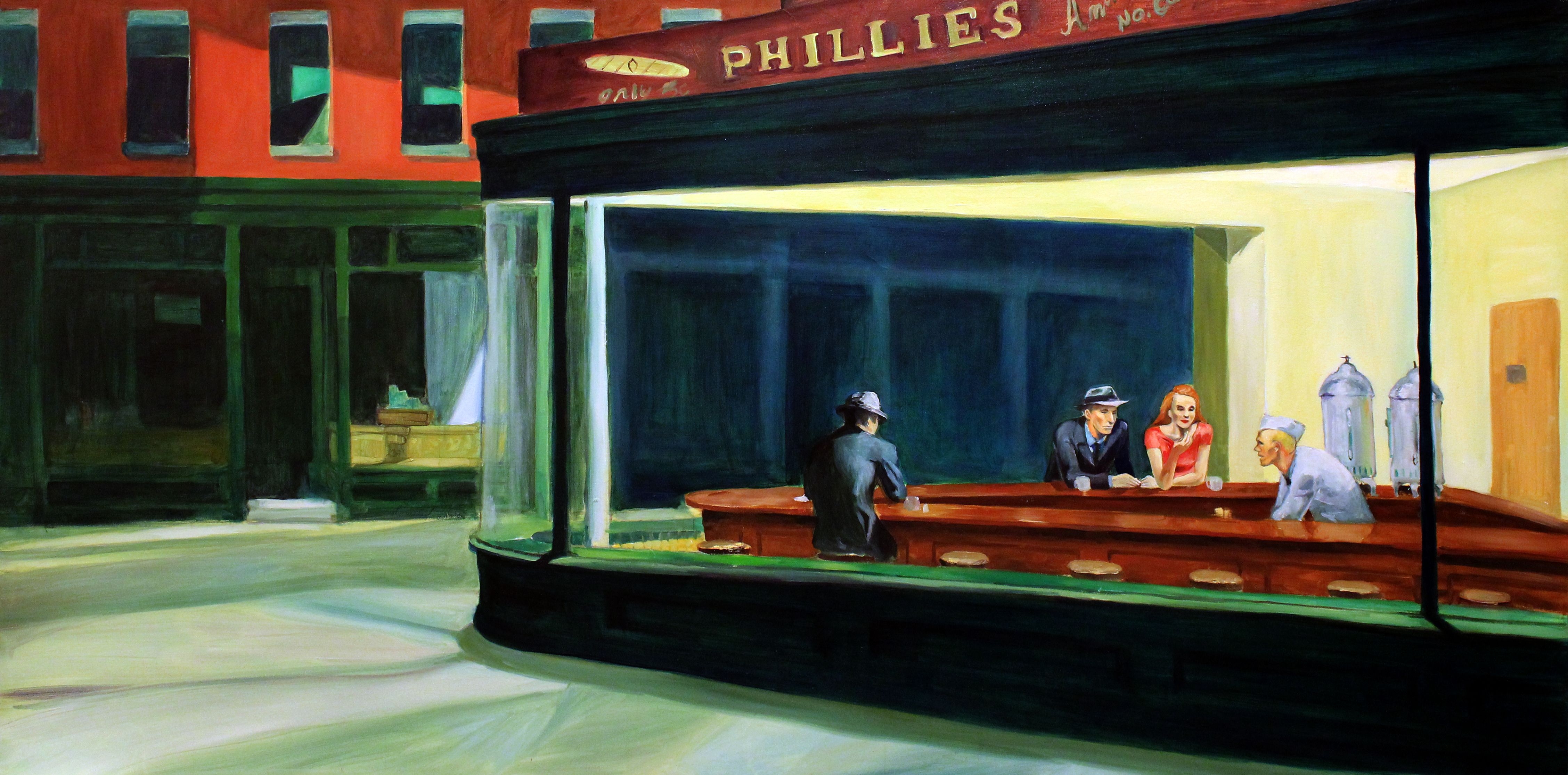 4520x2230 edward hopper nighthawks original. Edward Hopper's Nighthawks. One of his greatest works. Edward hopper, Free desktop wallpaper, Desktop wallpaper, Dual Screen