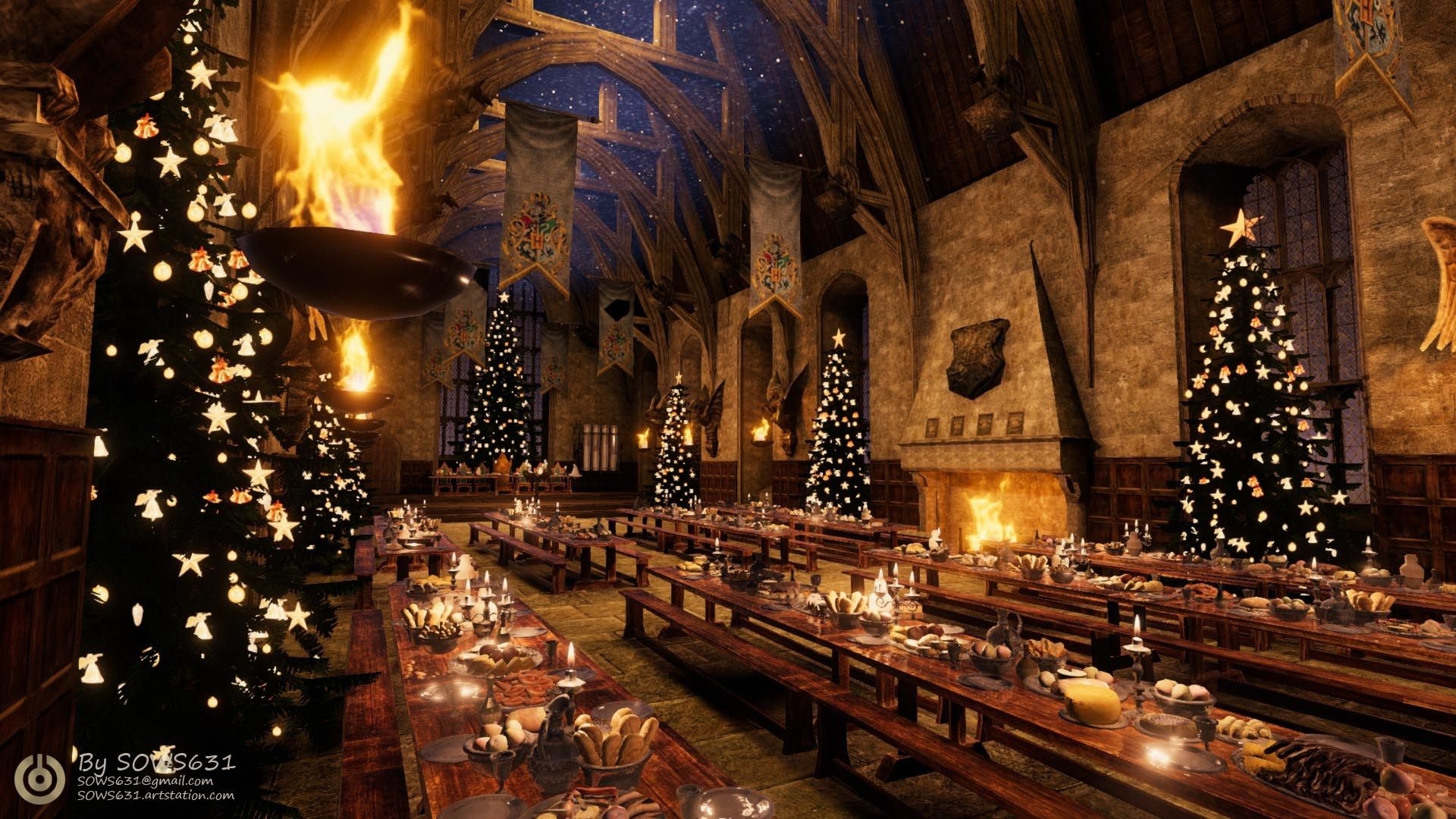 1920x1080 Hogwarts Christmas HD Wallpaper, Desktop