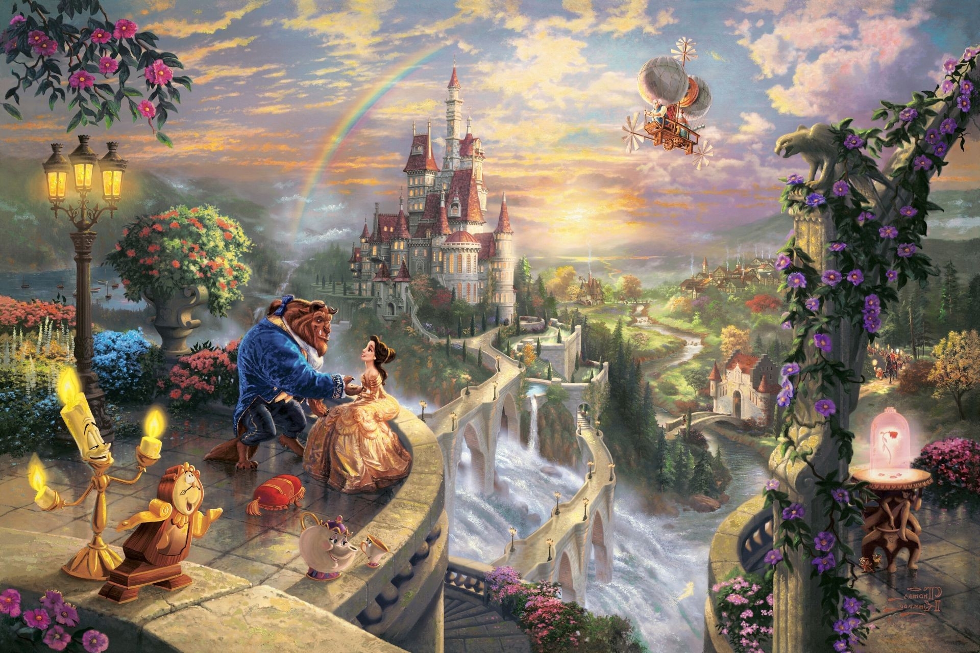 1920x1290 thomas kinkade disney wallpaper, painting, sky, art, mythology, watercolor paint, Desktop