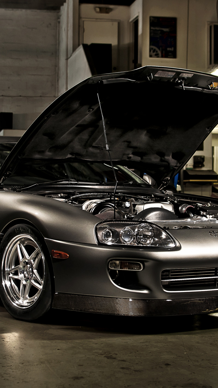 750x1340 Download toyota supra, open, hood, front  wallpaper, iphone iphone  HD image, background, 9753, Phone