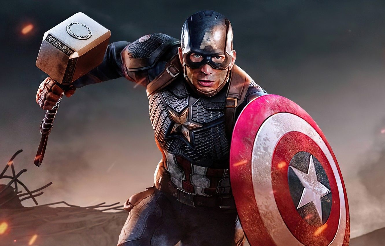 1340x850 Wallpaper hammer, hero, costume, shield, Marvel, Captain America, Chris Evans image for desktop, section фильмы, Desktop