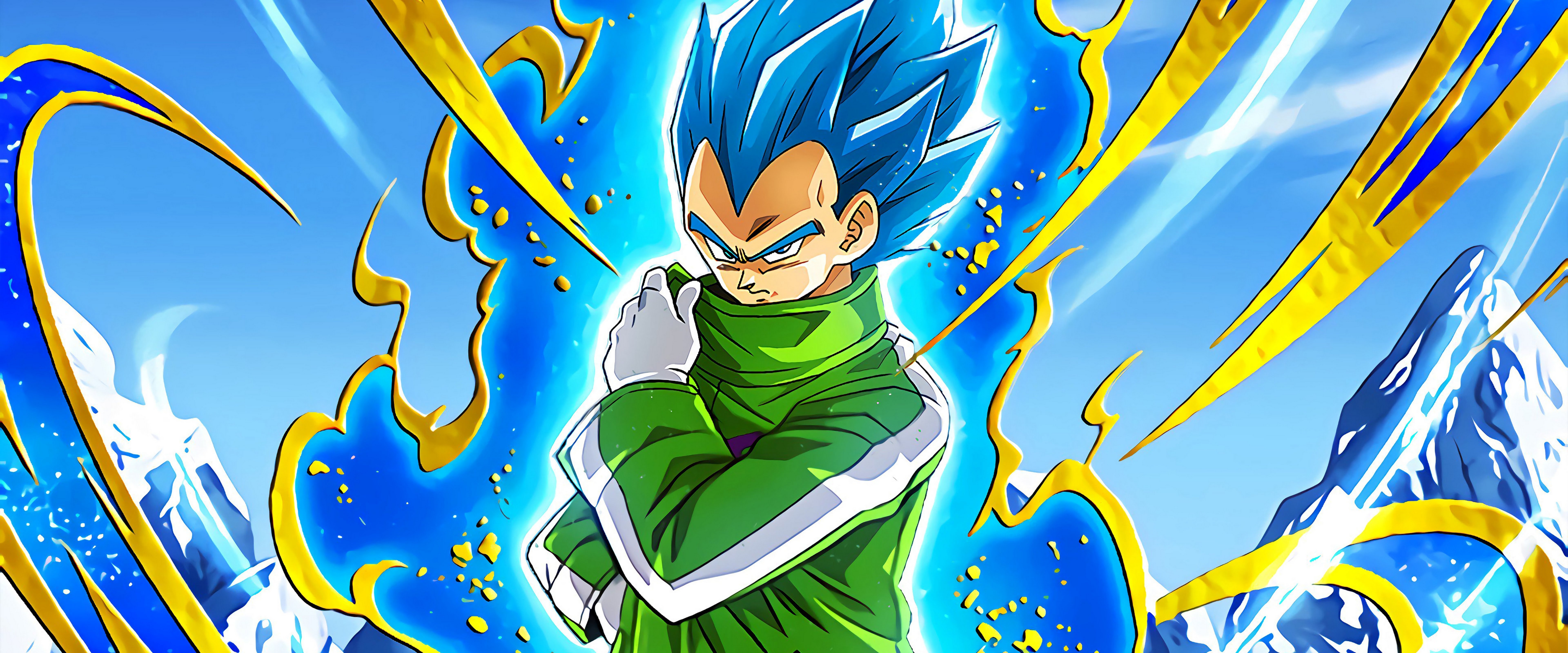 7680x3200 Super Saiyan Blue Vegeta Dragon Ball Super: Broly 4K Wallpaper, Dual Screen