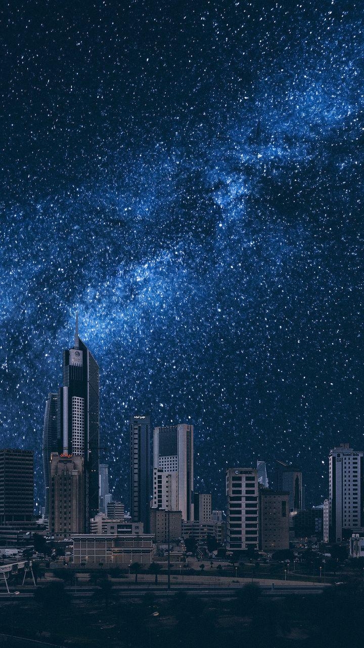 720x1280 night city, kuwait, starry sky, kuwait city, kuwait, Phone