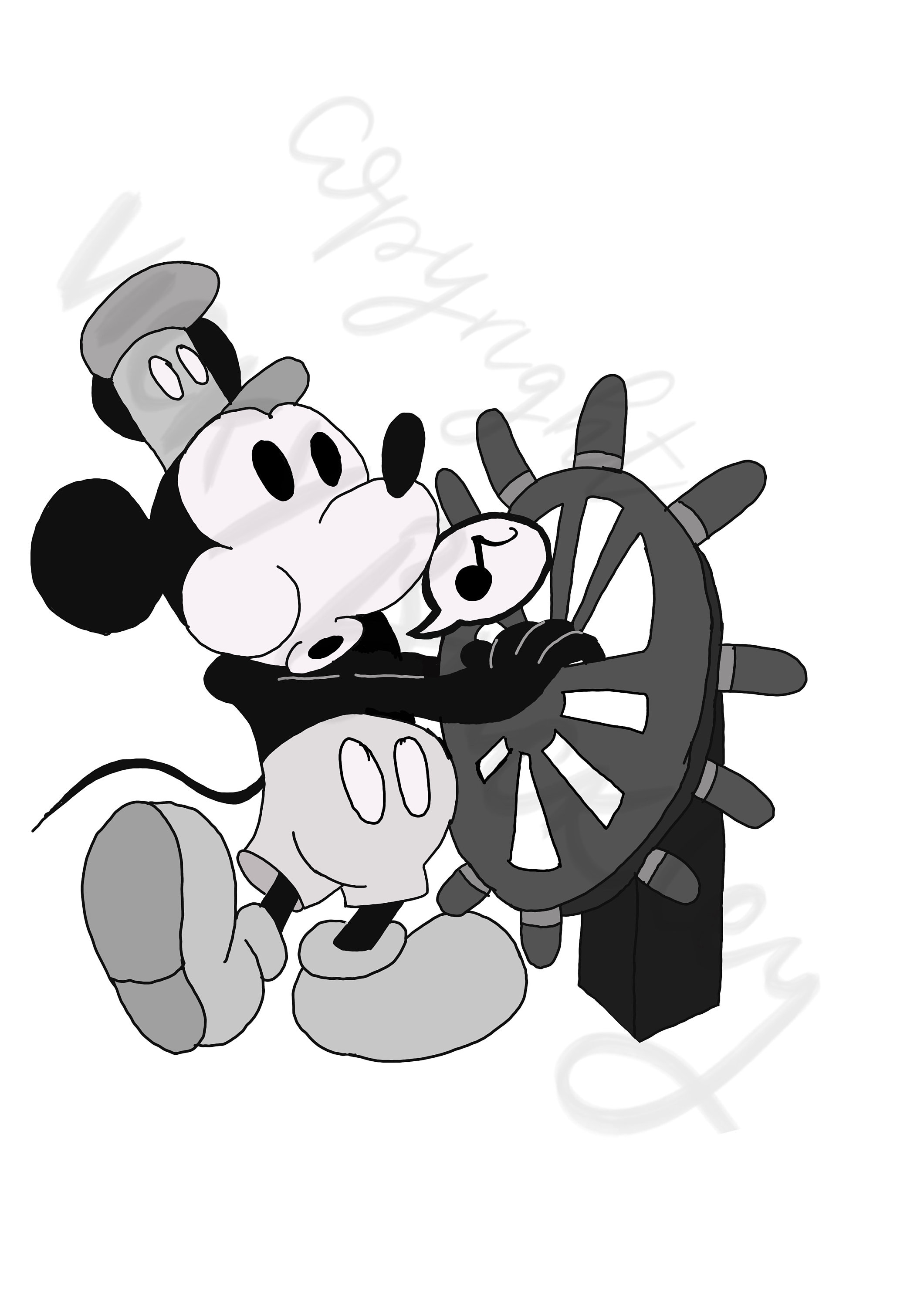 2130x3000 Mickey Mouse Steamboat Willie jpg png digital art sticker, Phone