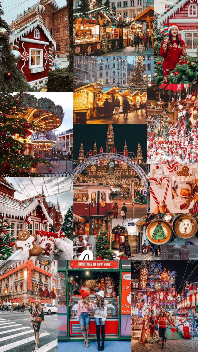 680x1200 Christmas Collage Aesthetic Ideas, Christmas Market, Phone