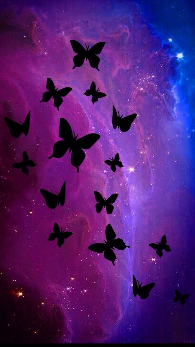 750x1340 Midnight Purple Butterfly Wallpaper Free Midnight Purple, Phone