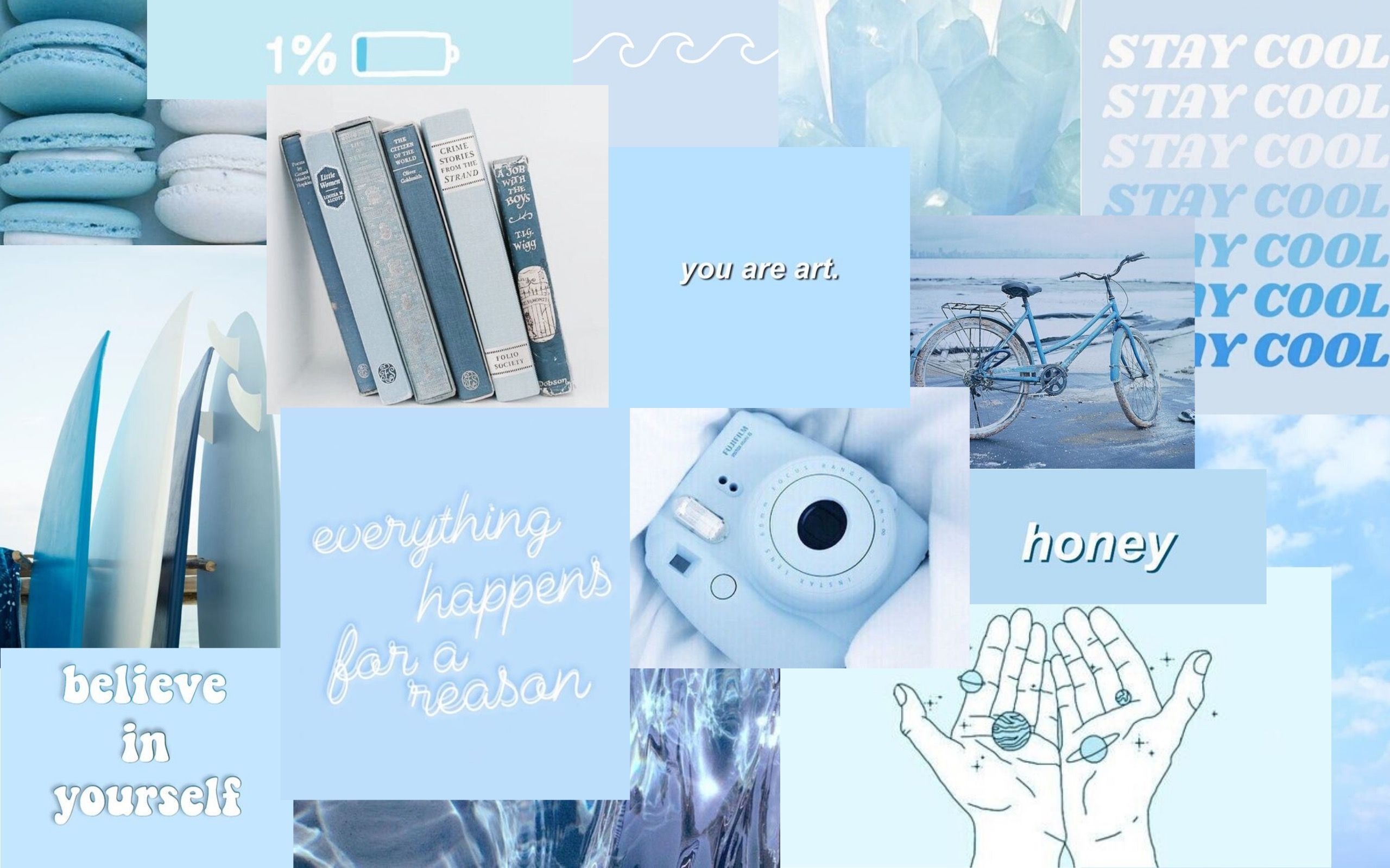 2560x1600 Baby Blue Aesthetic Collage Wallpaper. Desktop wallpaper art, Aesthetic desktop wallpaper, Wallpaper, Desktop