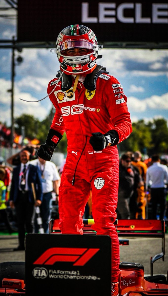 680x1200 Wallpaper F1 Leclerc in Monza on the SF90, Phone