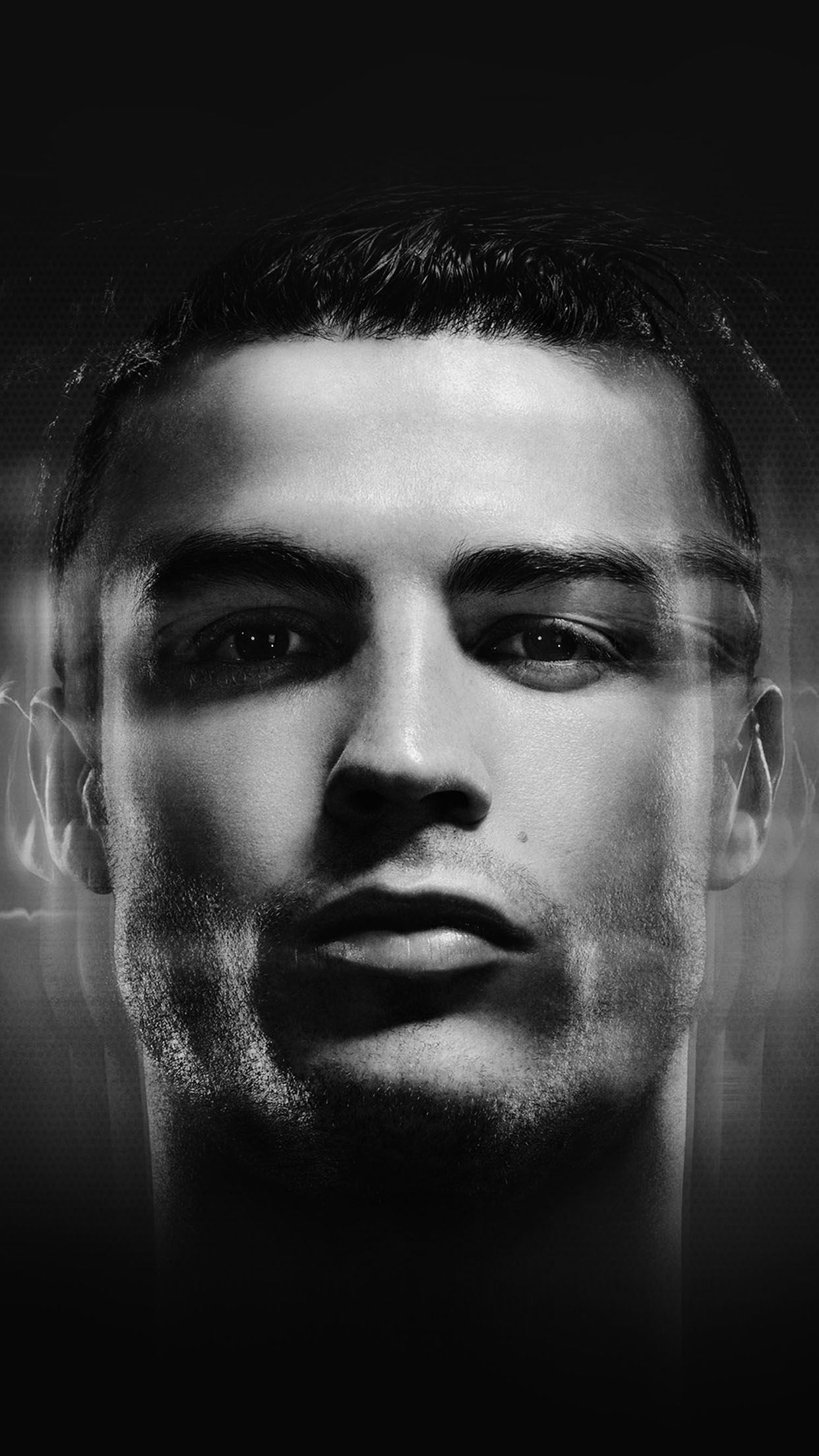 1250x2210 Cristiano Ronaldo Black And White Profile Android Wallpaper free download, Phone