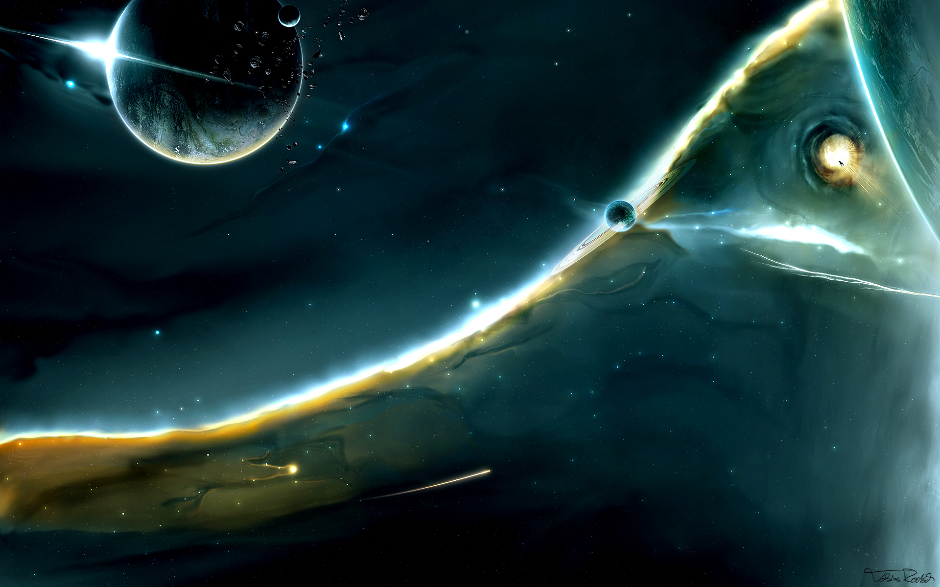 1920x1200 abstract, outer space, stars, planets, comet, wormhole wallpaper, Desktop