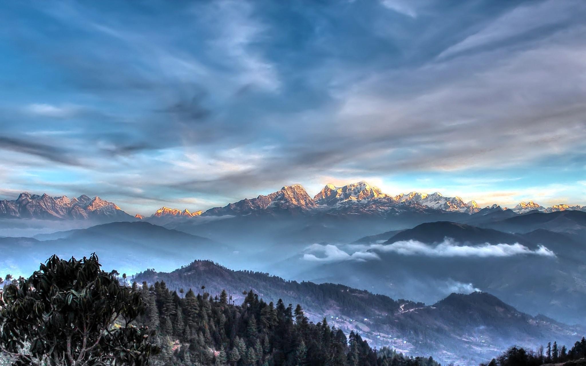 2050x1280 Wallpaper,  px, clouds, forest, Himalayas, Desktop