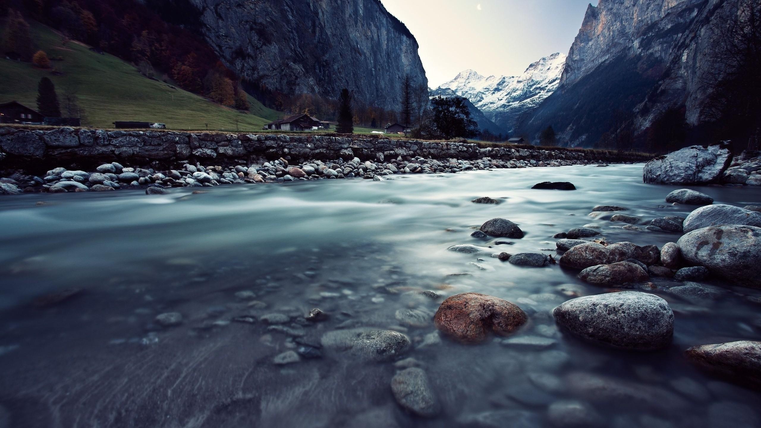 2560x1440 nature river rock mountain wallpaper and background, Desktop