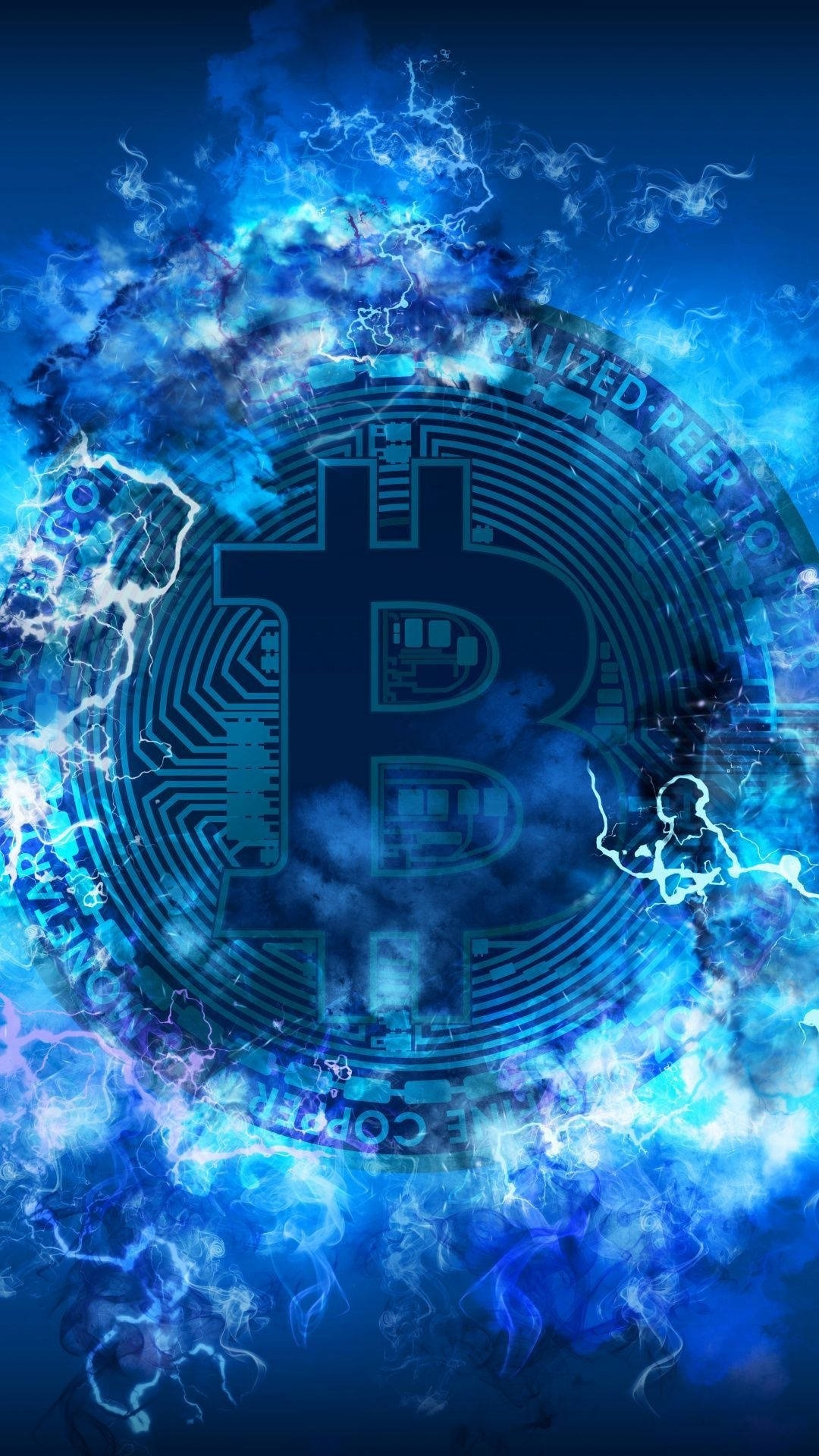 1080x1920 Download Electric Blue Bitcoin Phone Wallpaper, Phone