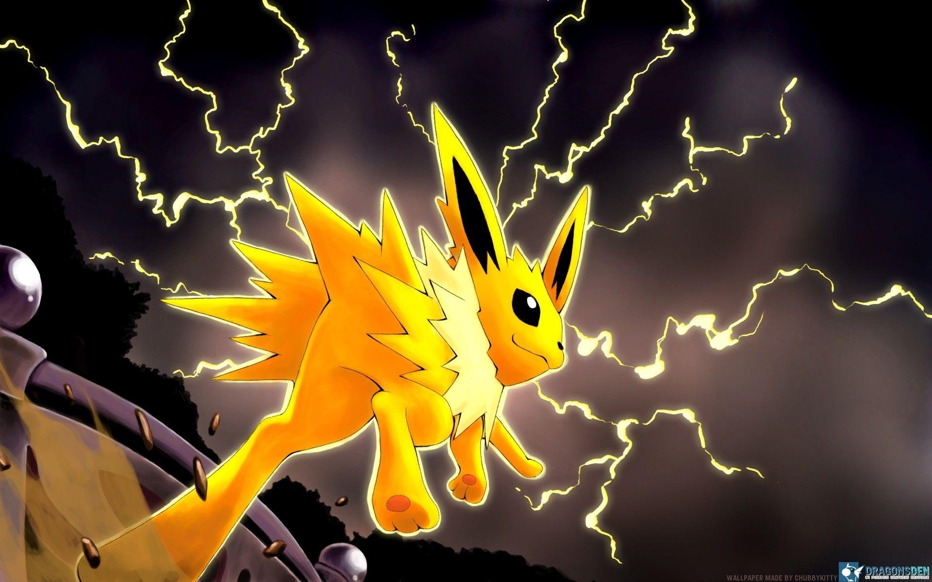 1920x1200 pokemon video games storm anime jolteon lighting jump game, Desktop