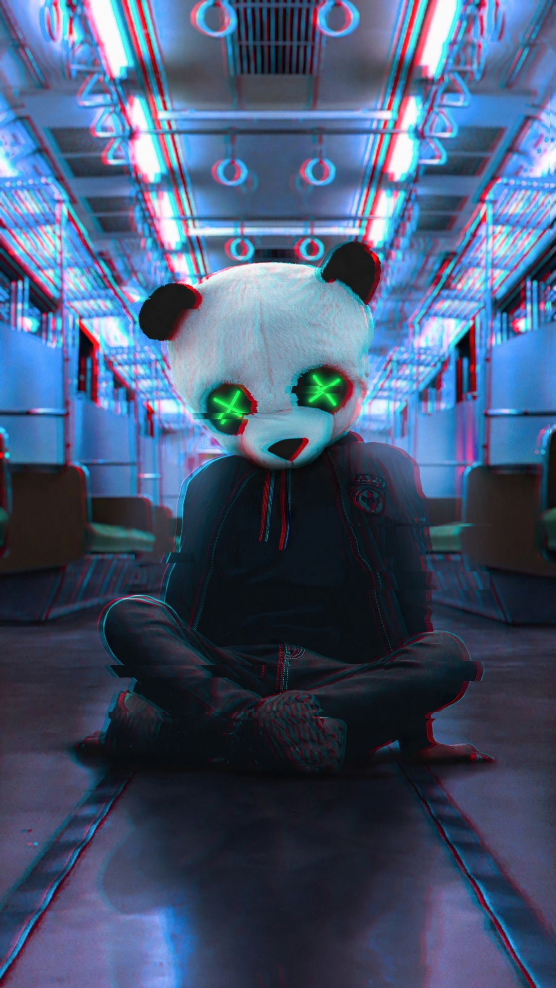 1080x1920 Anonymous Panda Neon Eyes Wallpaper, Phone