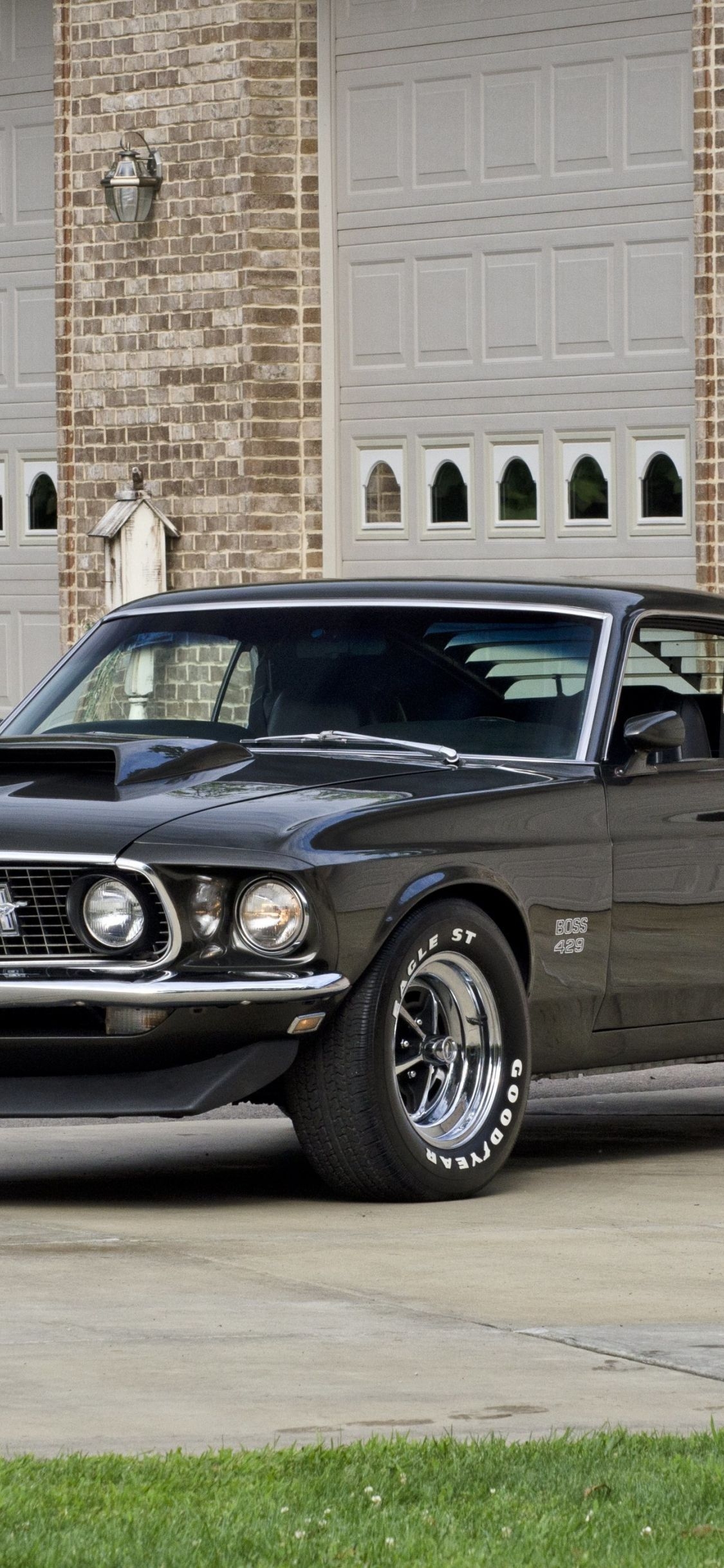 1130x2440 Download wallpaper  black, 1969 ford mustang boss iphone x,  HD background, 9823, Phone