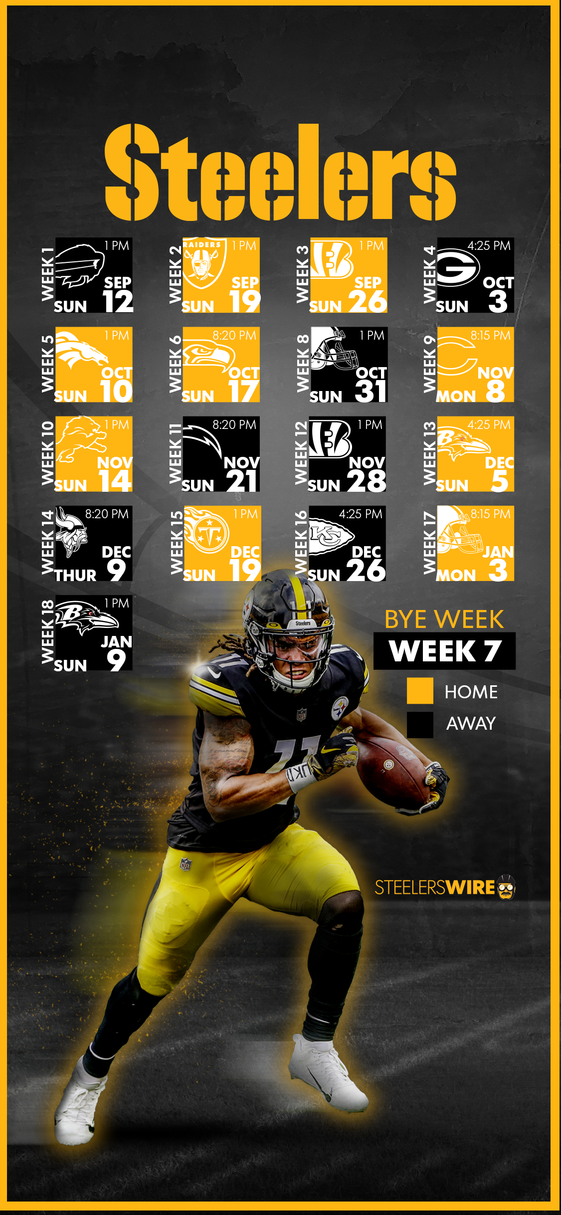 1130x2440 Pittsburgh Steelers 2021 schedule: Mobile, desktop wallpaper downloads, Phone