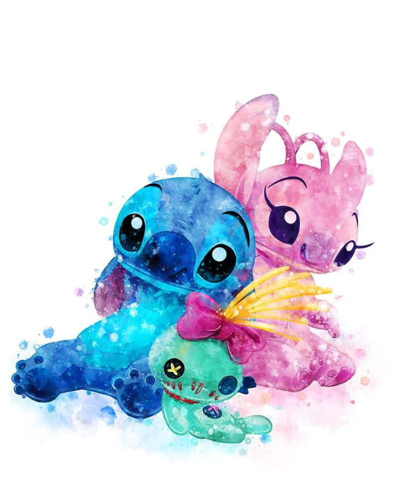 800x1000 Download Cute Stitch And Angel Watercolor Wallpaper, Phone