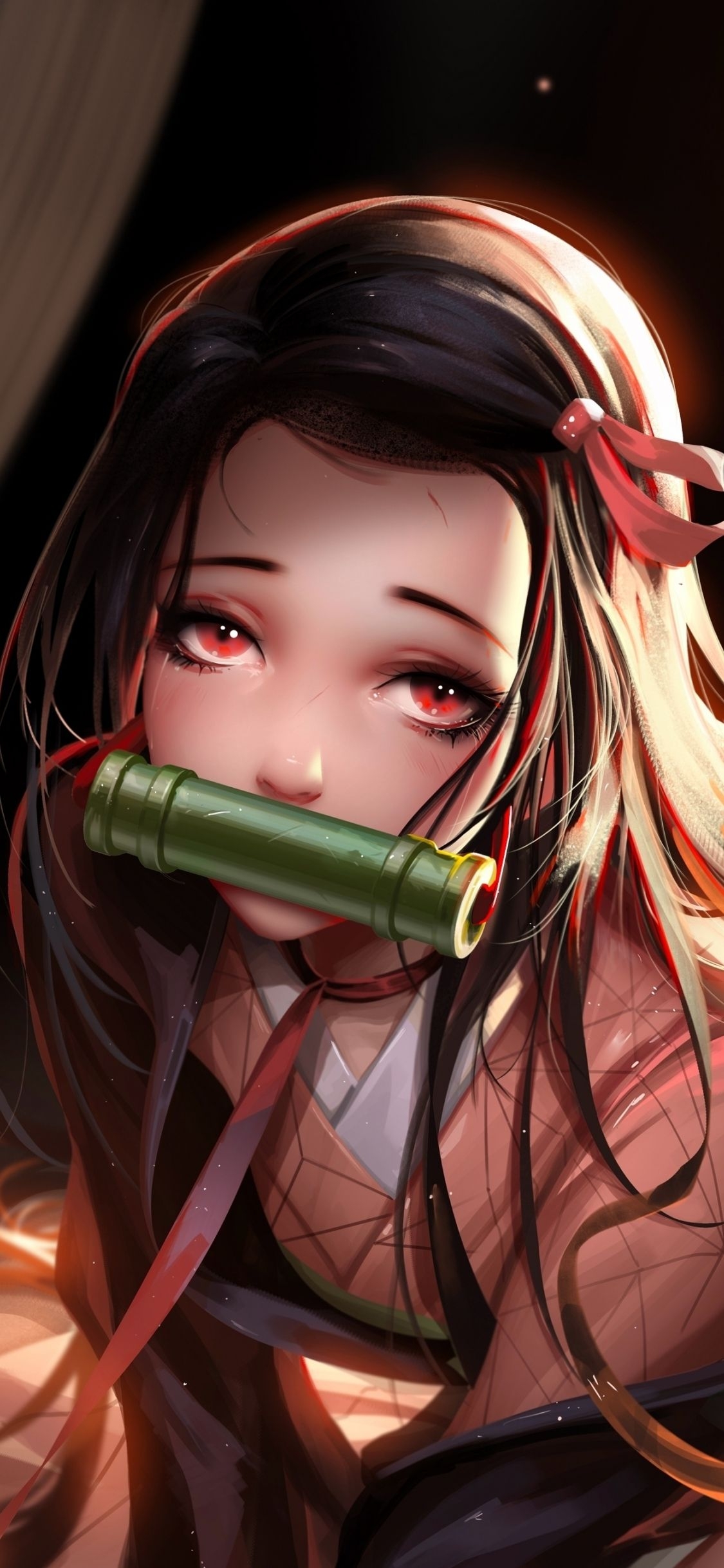 1130x2440 Download  wallpaper beautiful eyes, red eyes, cute, kamado nezuko, iphone x  HD image, background, 23941, Phone