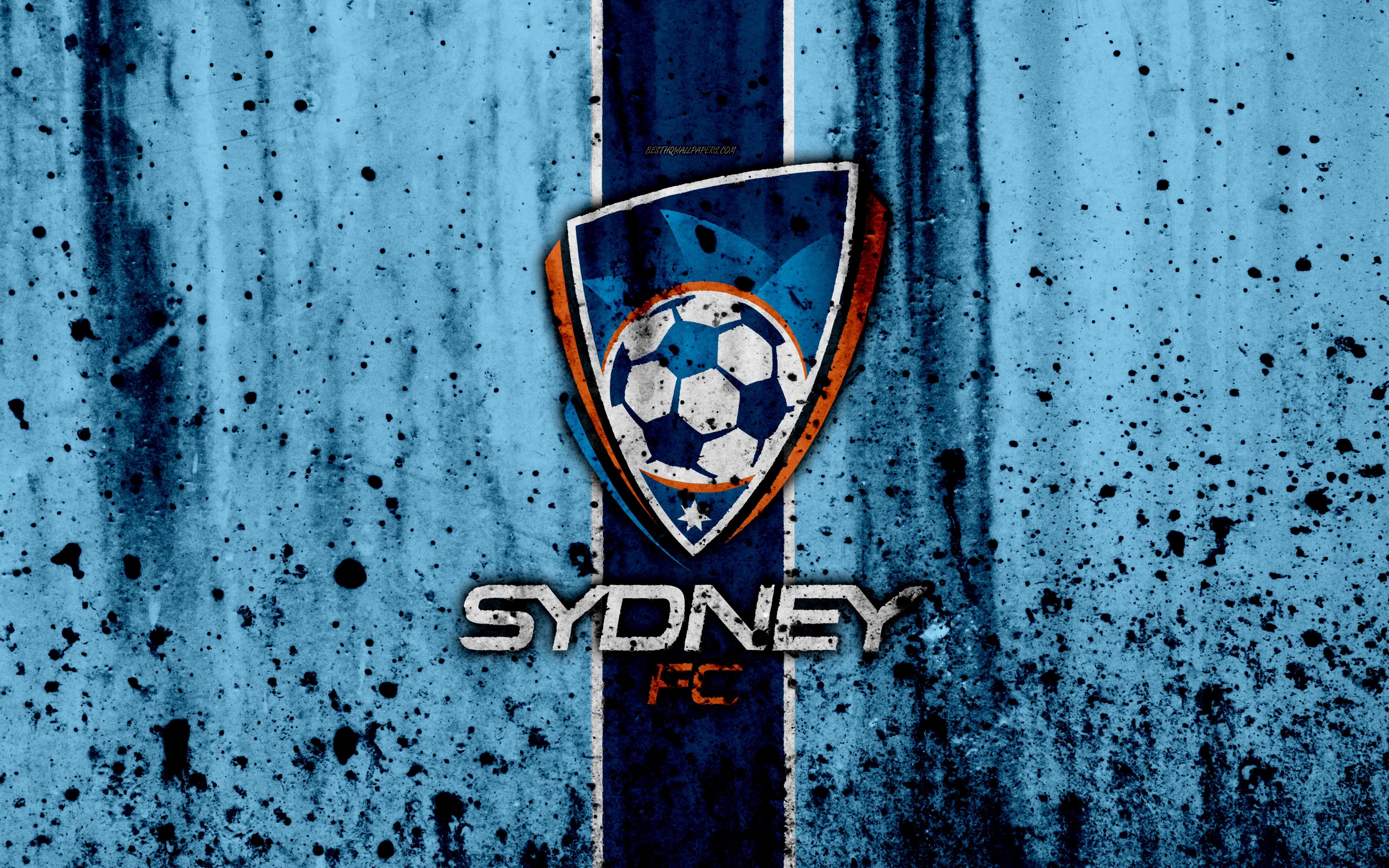 3840x2400 Download Wallpaper 4k, FC Sydney, Grunge, A League, Soccer, Desktop