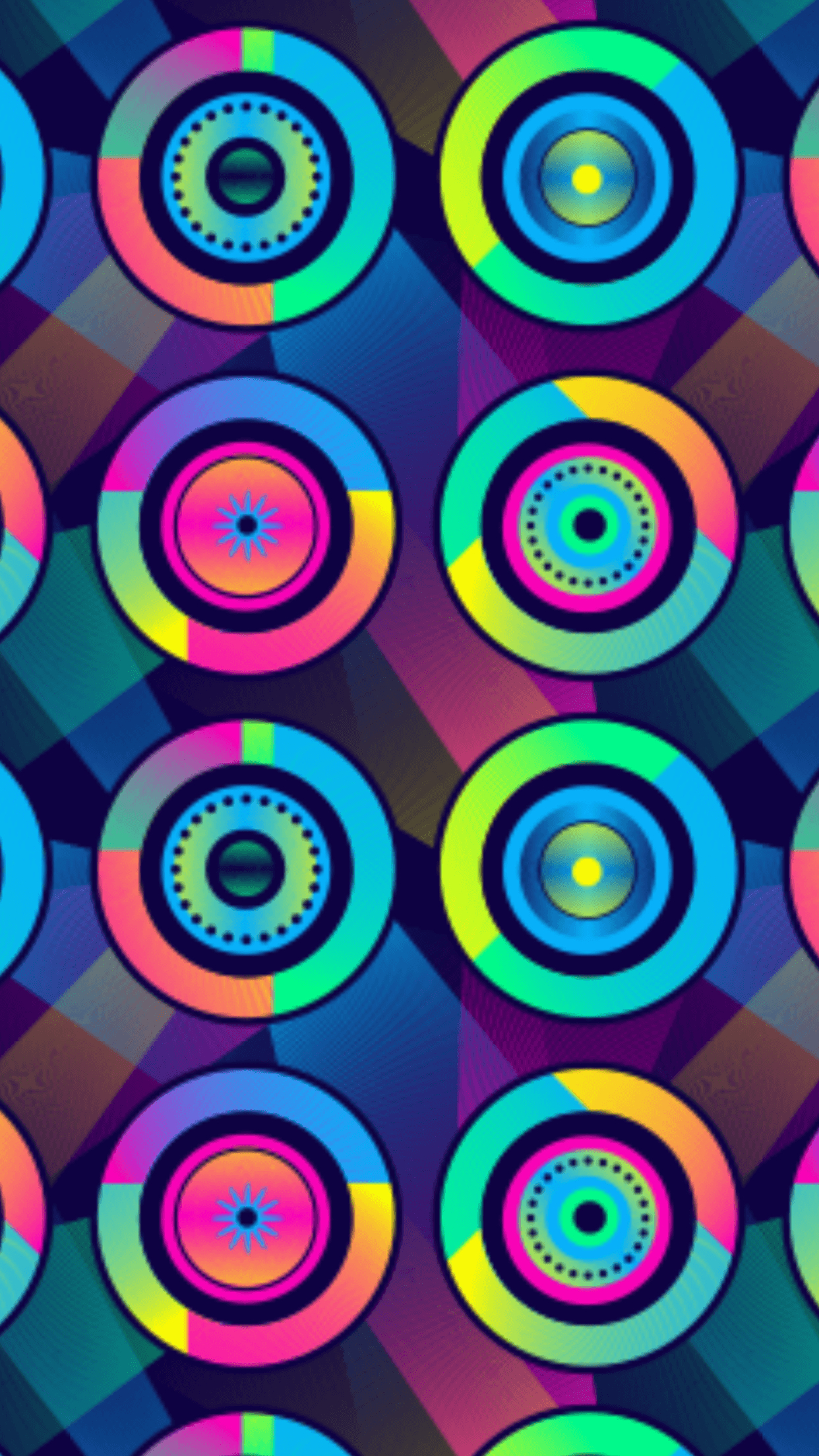 1250x2210 Colorful Psychedelic Circles Wallpaper. *Abstract and Geometric, Phone